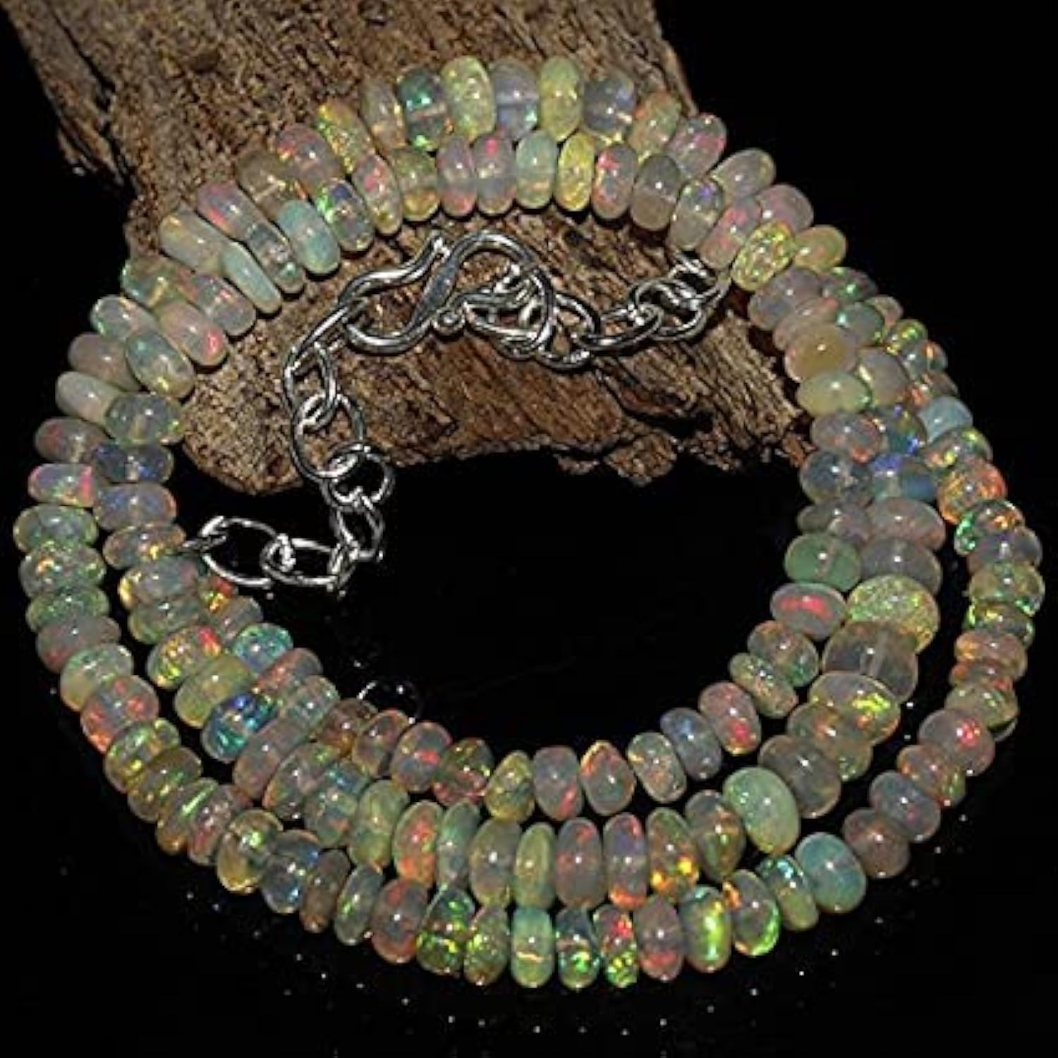 Collier en opale de feu LKBEADS perles rondelles éthiopiennes pour vos soirées