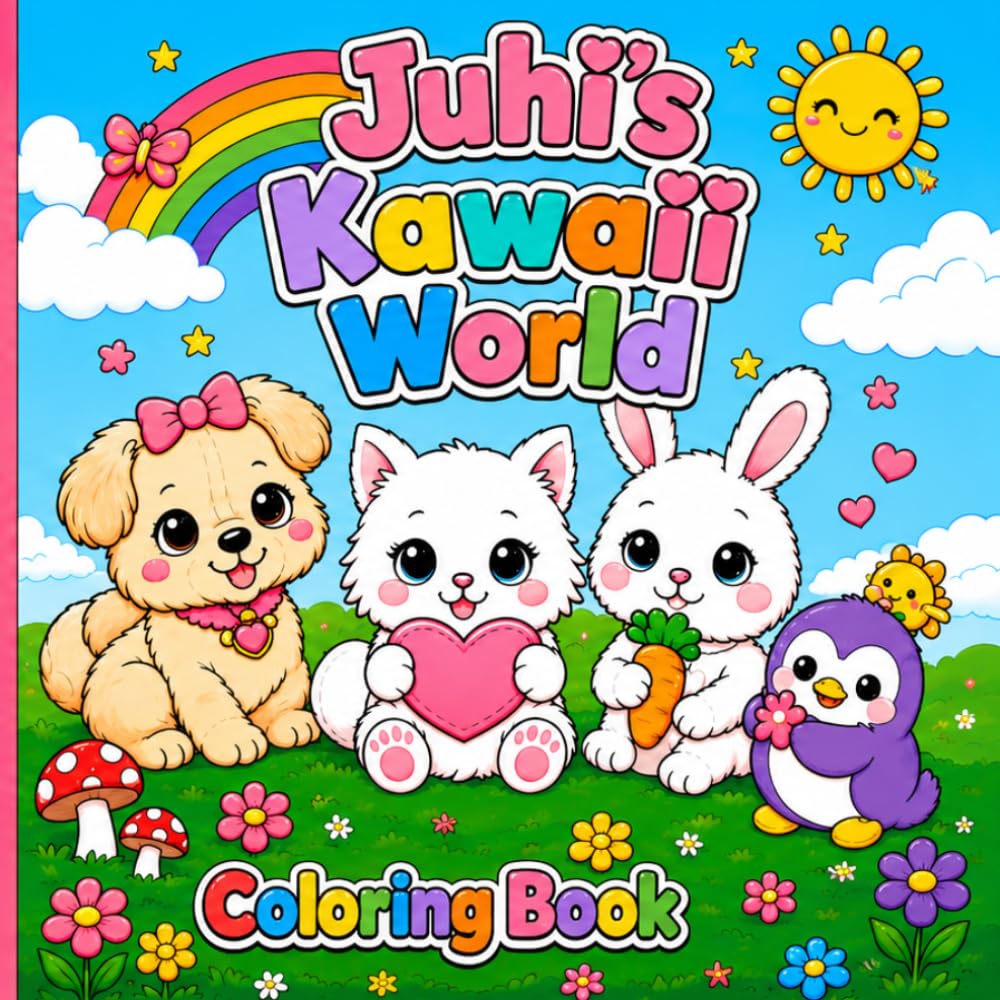 Juhi's Kawaii World Coloring Book: Cute Animal Adventures for Kids Ages 4-8 | Fun, Easy & Adorable Coloring Pages with Positive Messages