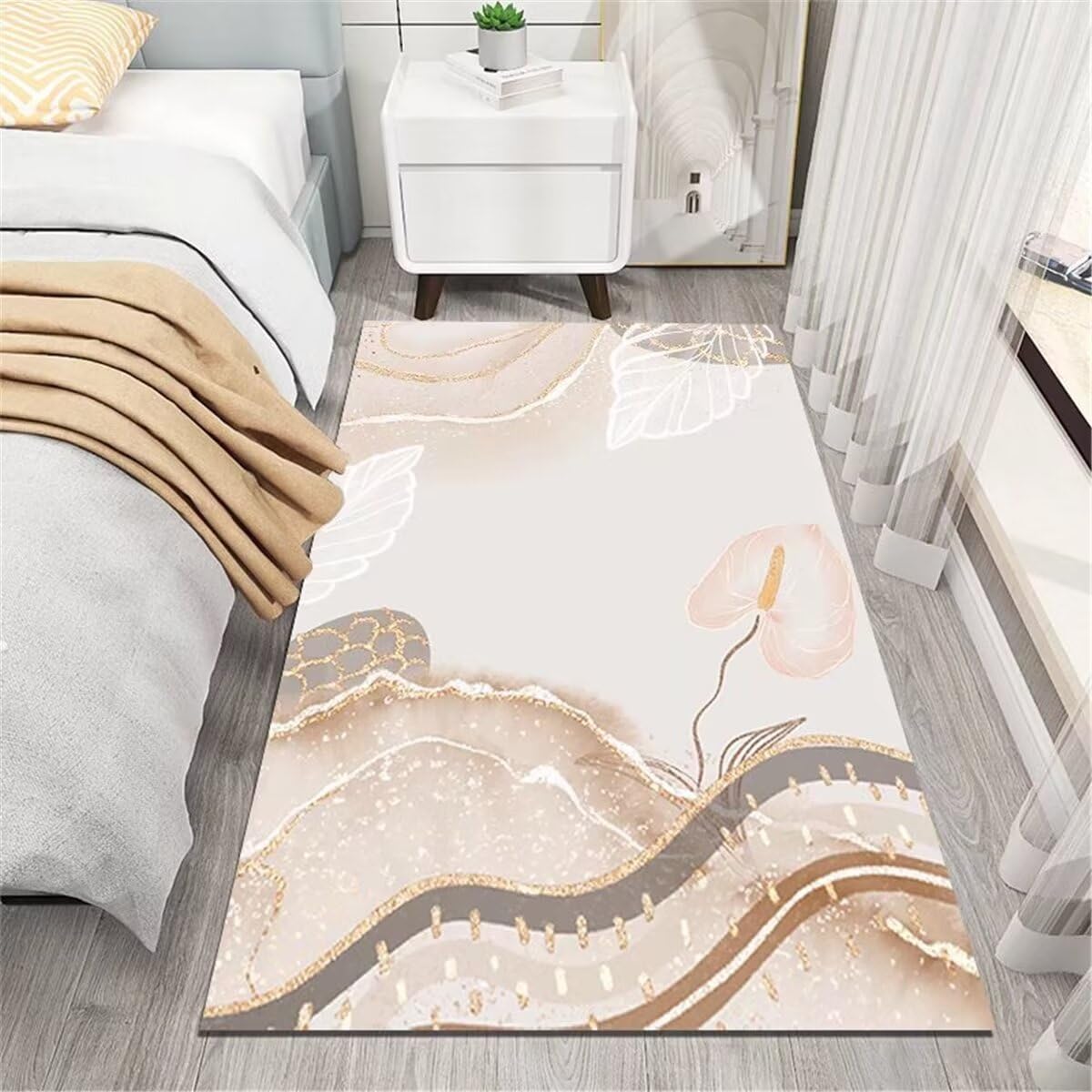 Tapis bébé rose résistant usure haute densité décoration rectangulaire