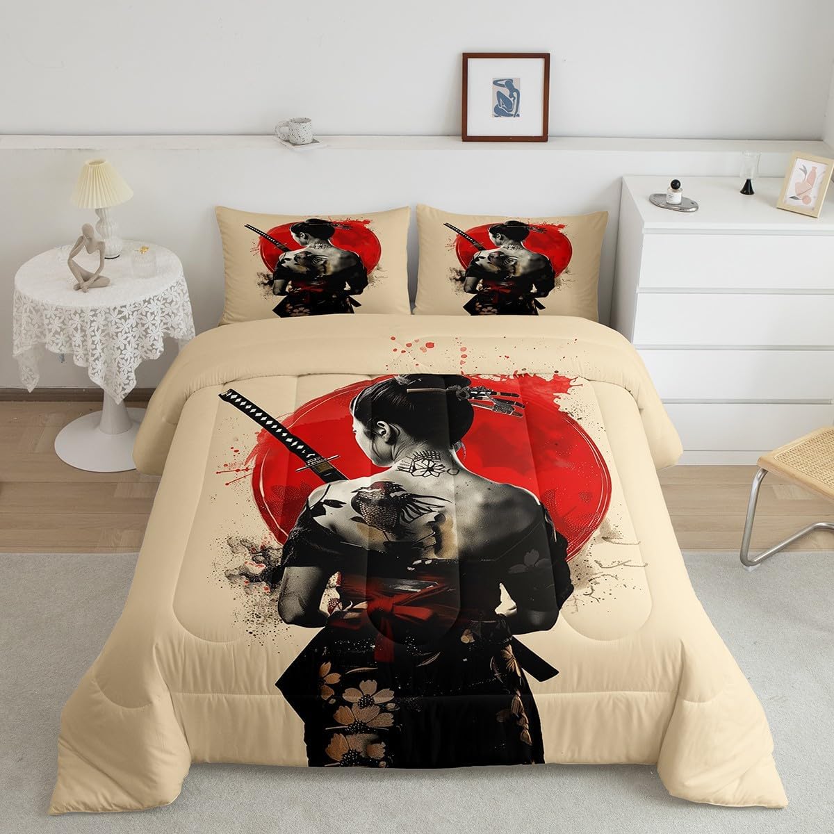 Feelyou Kids Japanese Geishas Comforter Set Queen Size Boys