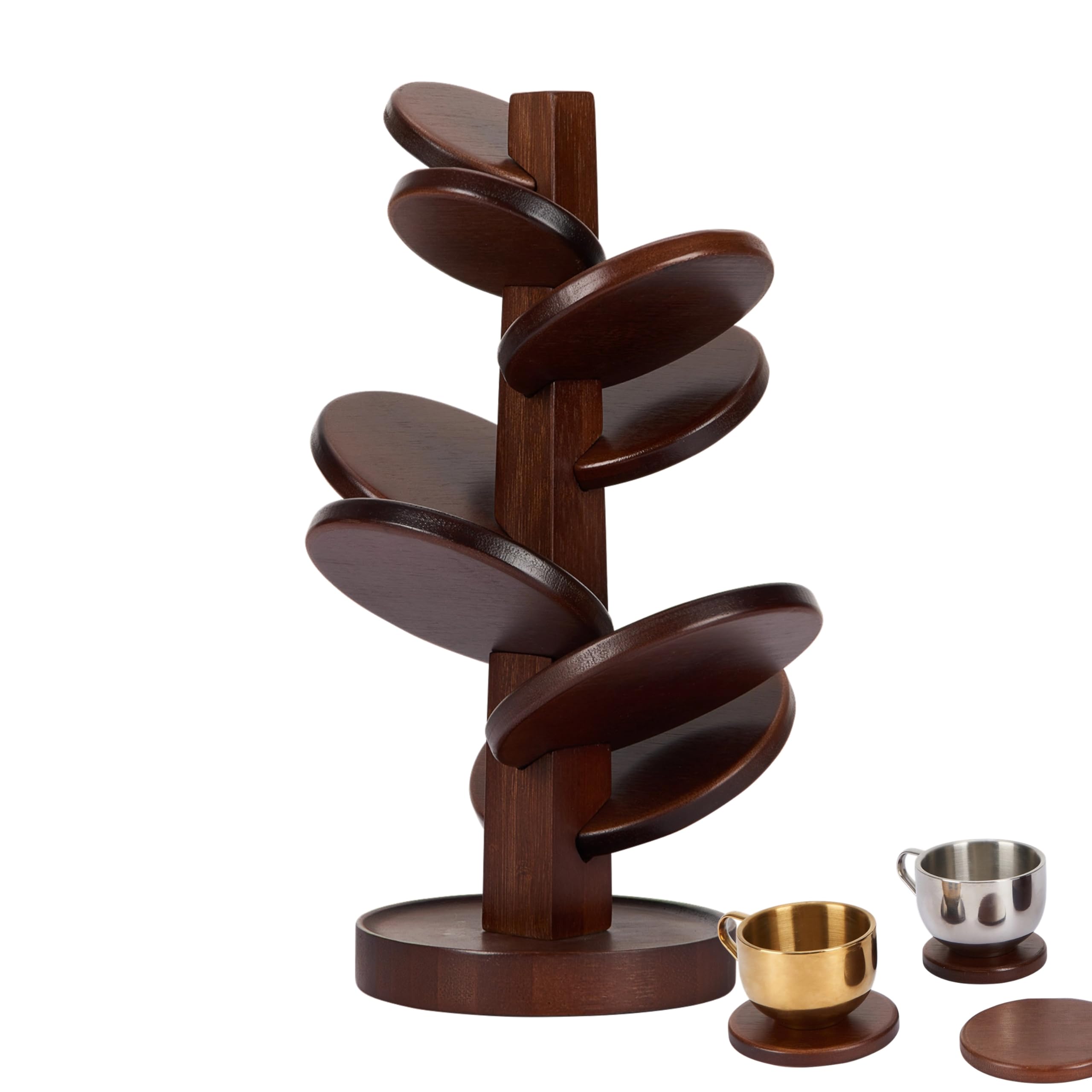 CUIYKAICoasters Tree Set of 8 Coasters for Drinks,Coasters for Coffee Table,teapot Coaster,4 Sizes of Coasters,Bamboo Coasters, Coasters for Wooden Table,Living Room Decor,Nice Gift