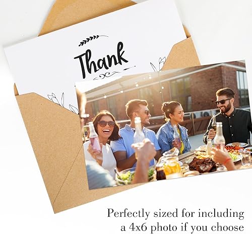 Miniatura 5 de NESCCI 24 tarjetas de agradecimiento con sobres, tarjetas de agradecimiento, diseño minimalista de 4 x 6 pulgadas, notas de agradecimiento para