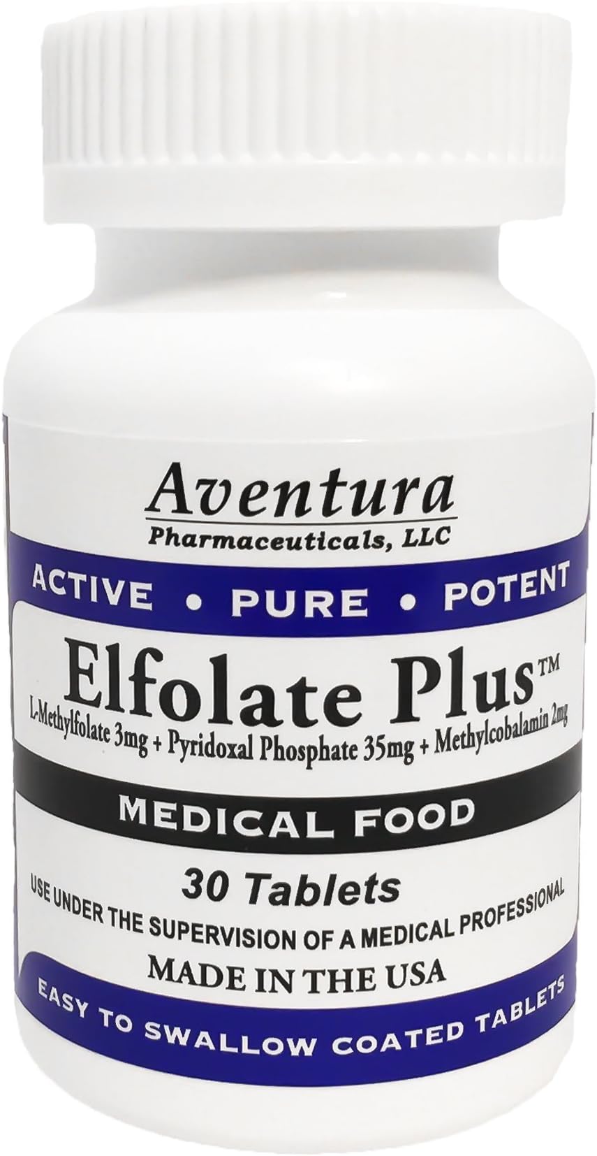 Plus® 3mg L-Methylfolate Methyl Folate Methylfolate Medical Food Supplement Professional Strength Active Pure Potent 30 Tablets