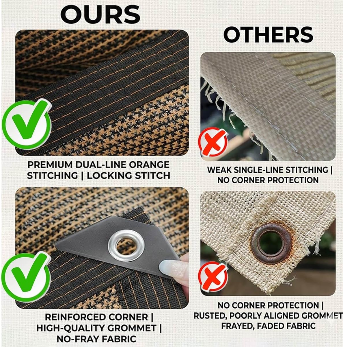 90% Outdoor Sun Shade Cloth, Sunblock Shade Mesh Tarp with Grommets, Coffee Brown Shade Net 10x12ft 14x28ft 8x22ft, Heavy Duty Sun Screen for Greenhouse, Plant Cover, Patio, Yard(10x40ft)
