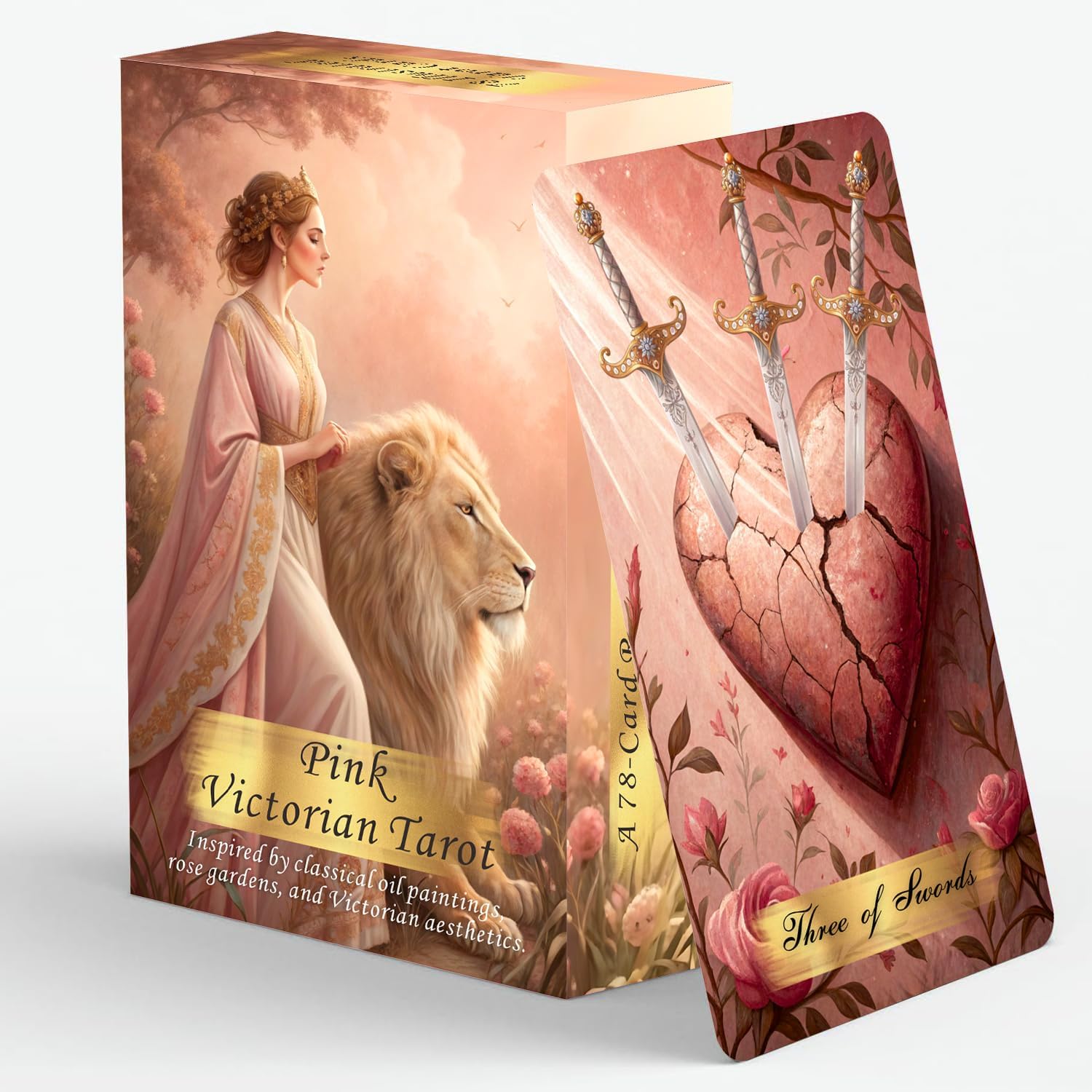 Pink Victorian Tarot Deck, 78 Illustrated Tarot Cards for Beginners, Romantic Style Tarot Deck Durable Cards with Guide Book, Reader Growth Tool-picture-12