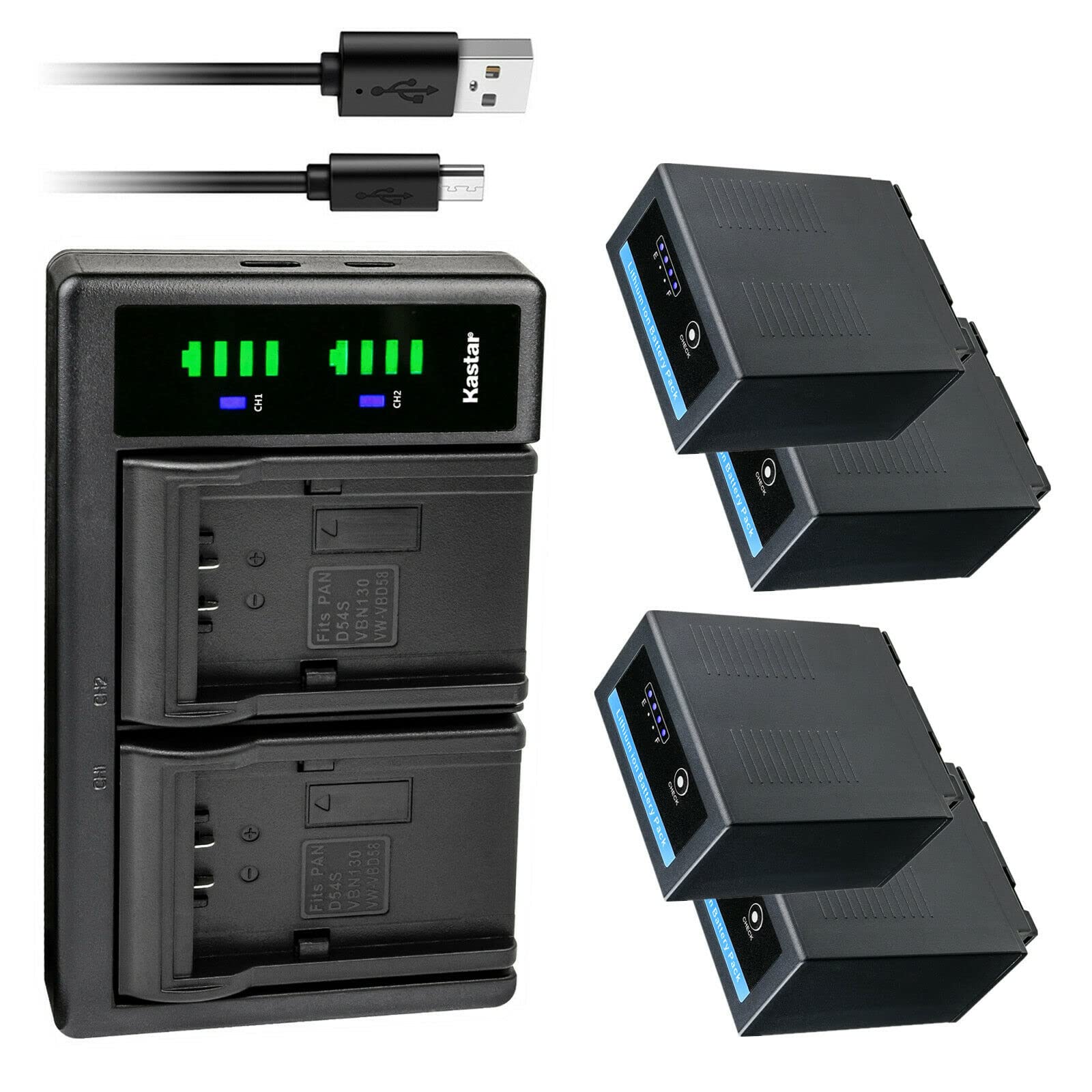 Amazon.com : Kastar 4-Pack CGR-D54Pro Battery and LTD2 USB Charger