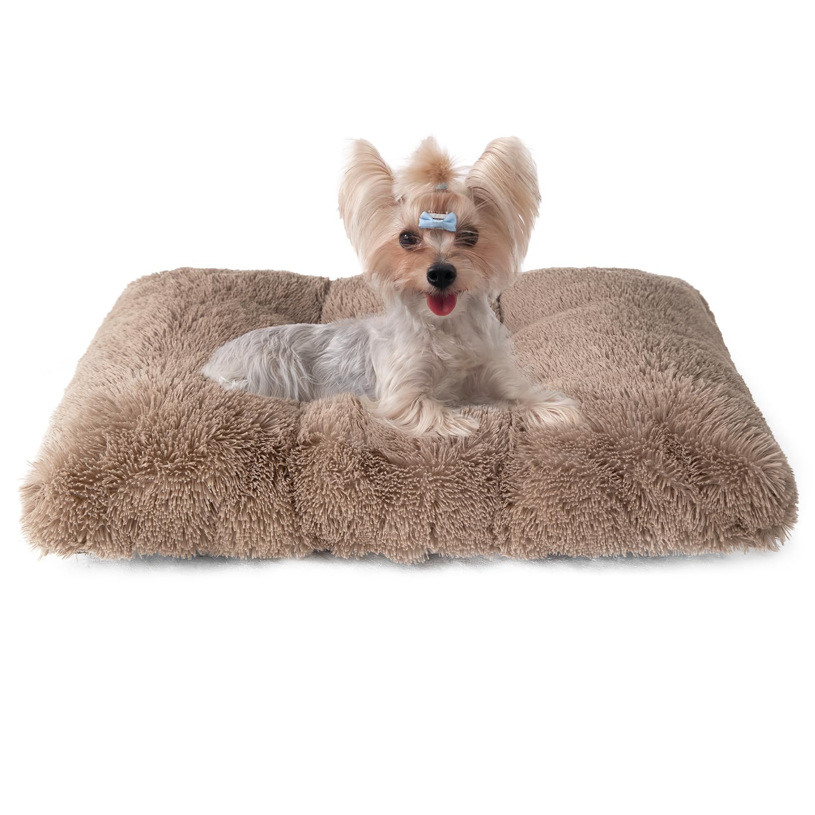 EHEYCIGA Fluffy Dog Crate Bed for Small Dogs, Plush Faux Fur Crate Pad, Calming Anti Anxiety Small Dog Bed, Washable Soft Warm Mat with Non-Slip