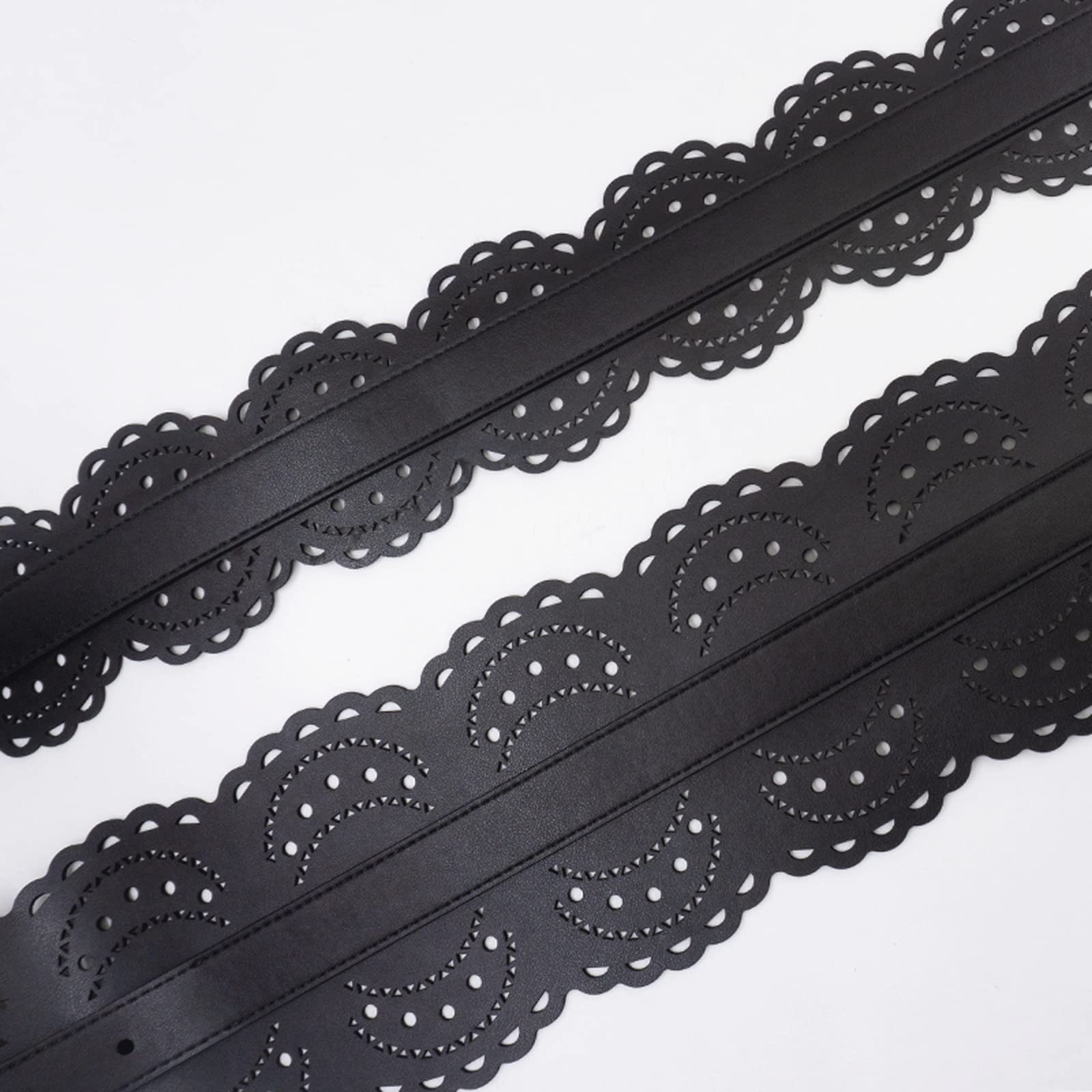 DOUKI Cinturón Ahuecado Tallado Cintura Sello Plata Pin Hebilla Decoraciones Cintura Cintura ancha Cinturón Cinturón de cuero Ajustar la proporción del cuerpo para pantalones
