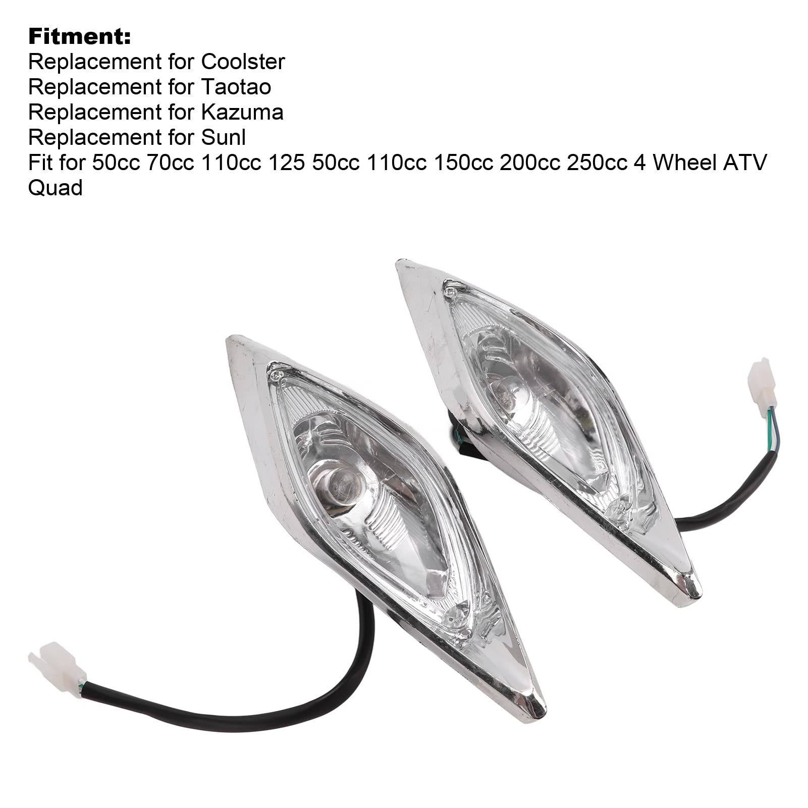 2-Pack LED Headlights For ATV / Quad / Go-Kart – Fits 110cc 125cc TaoTao Coolster – 3-Wire