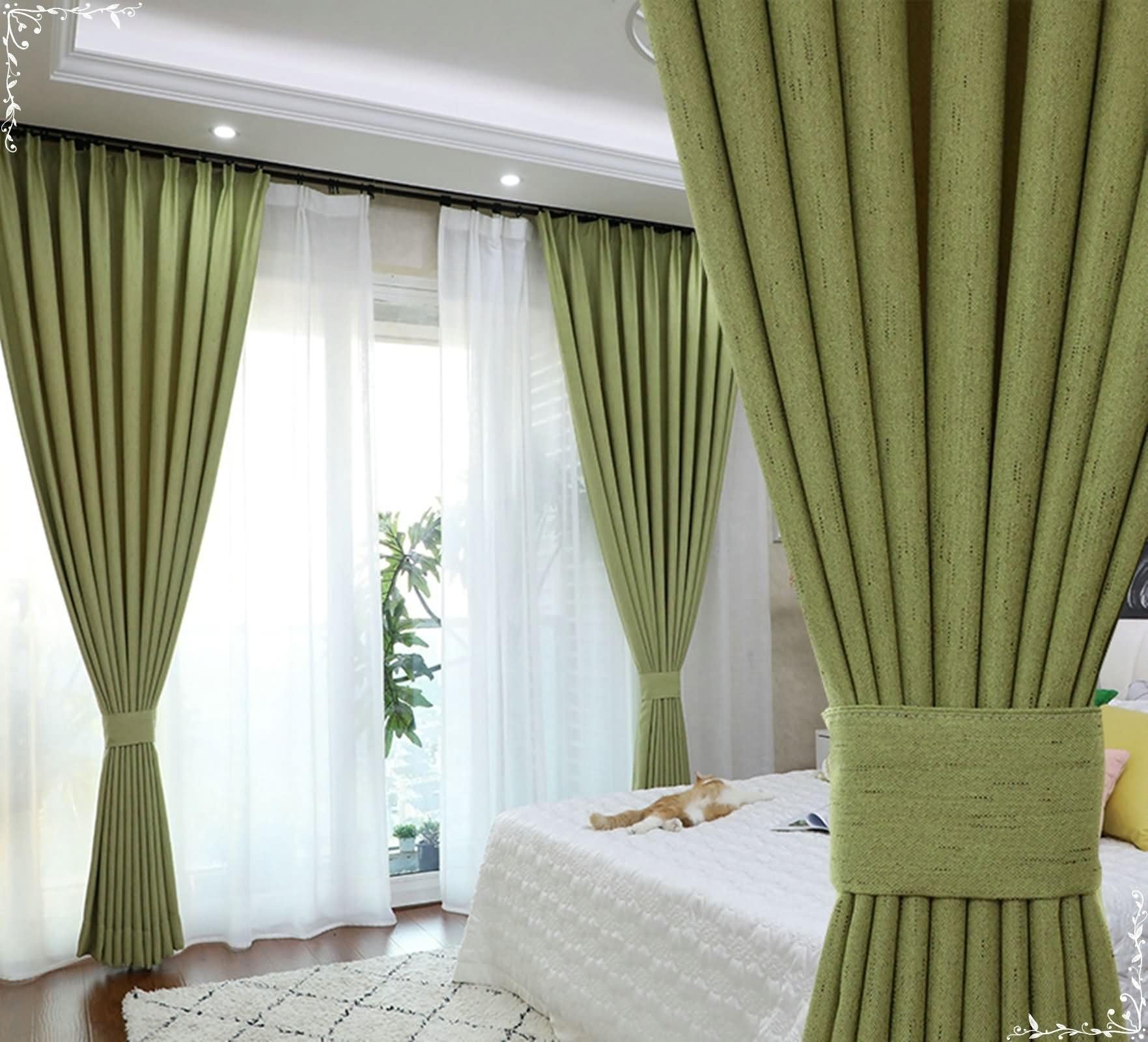 Rideau opaque pour chambre et salon Beydodo vert lin ambiance cocooning
