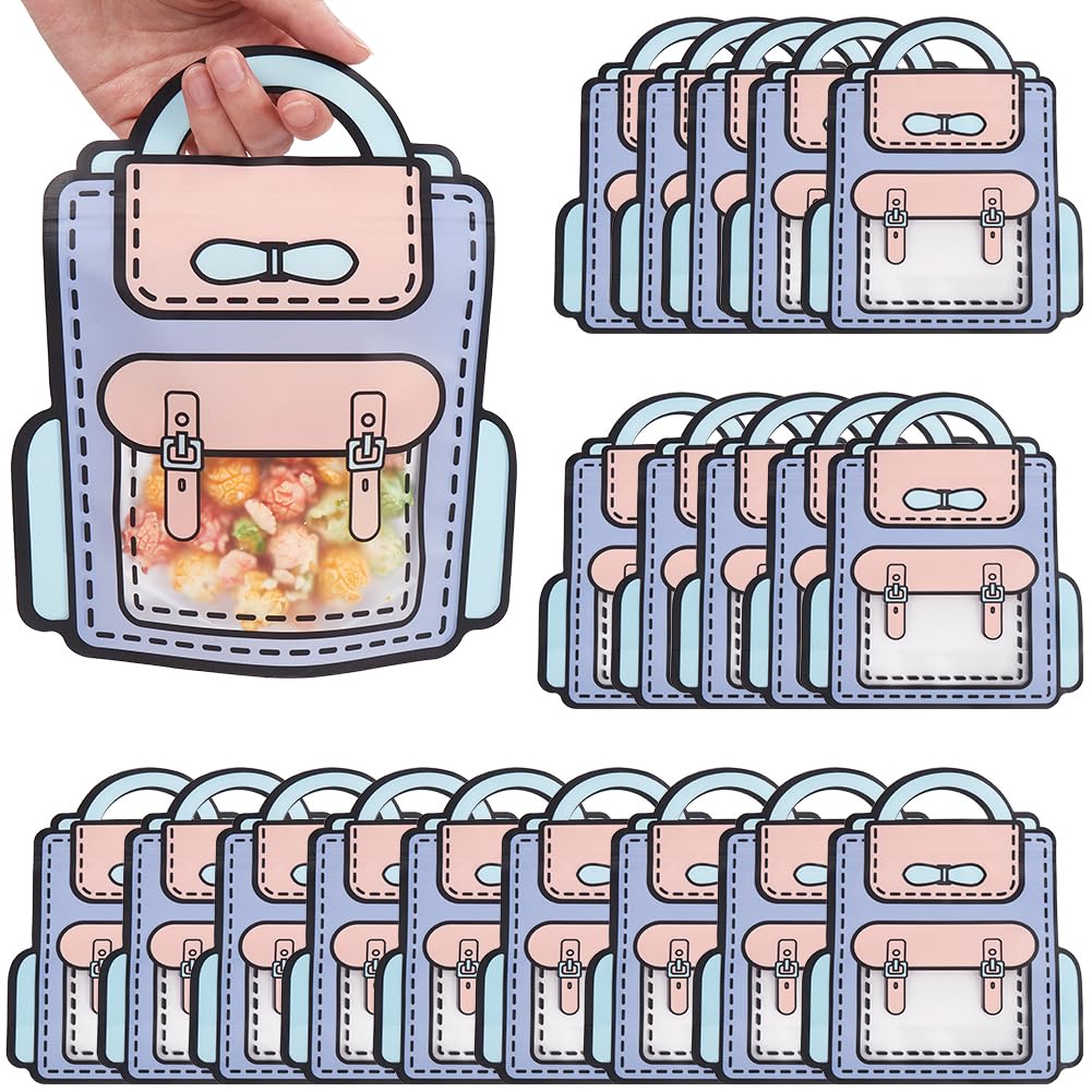 SOFPLATE 20Pcs 18x21cm Backpack Goodie Bags Cartoon Party Favor Bags Bulk Reusable Back to School Birthday Party Gift Bag with Handle Candy Bags for Snacks Food Storage Packaging Christmas Weddings