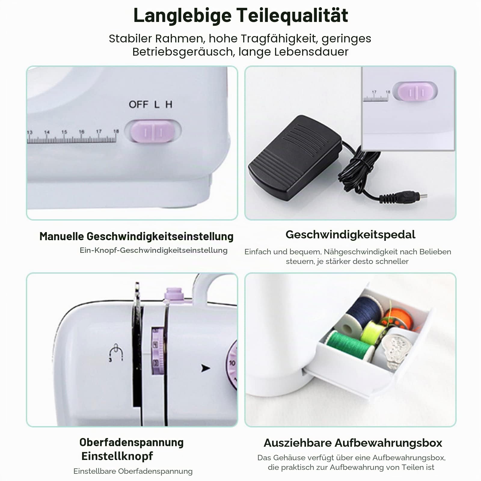 LetCart Mini Nähmaschine für Kinder & Anfänger, Tragbare Elektrische