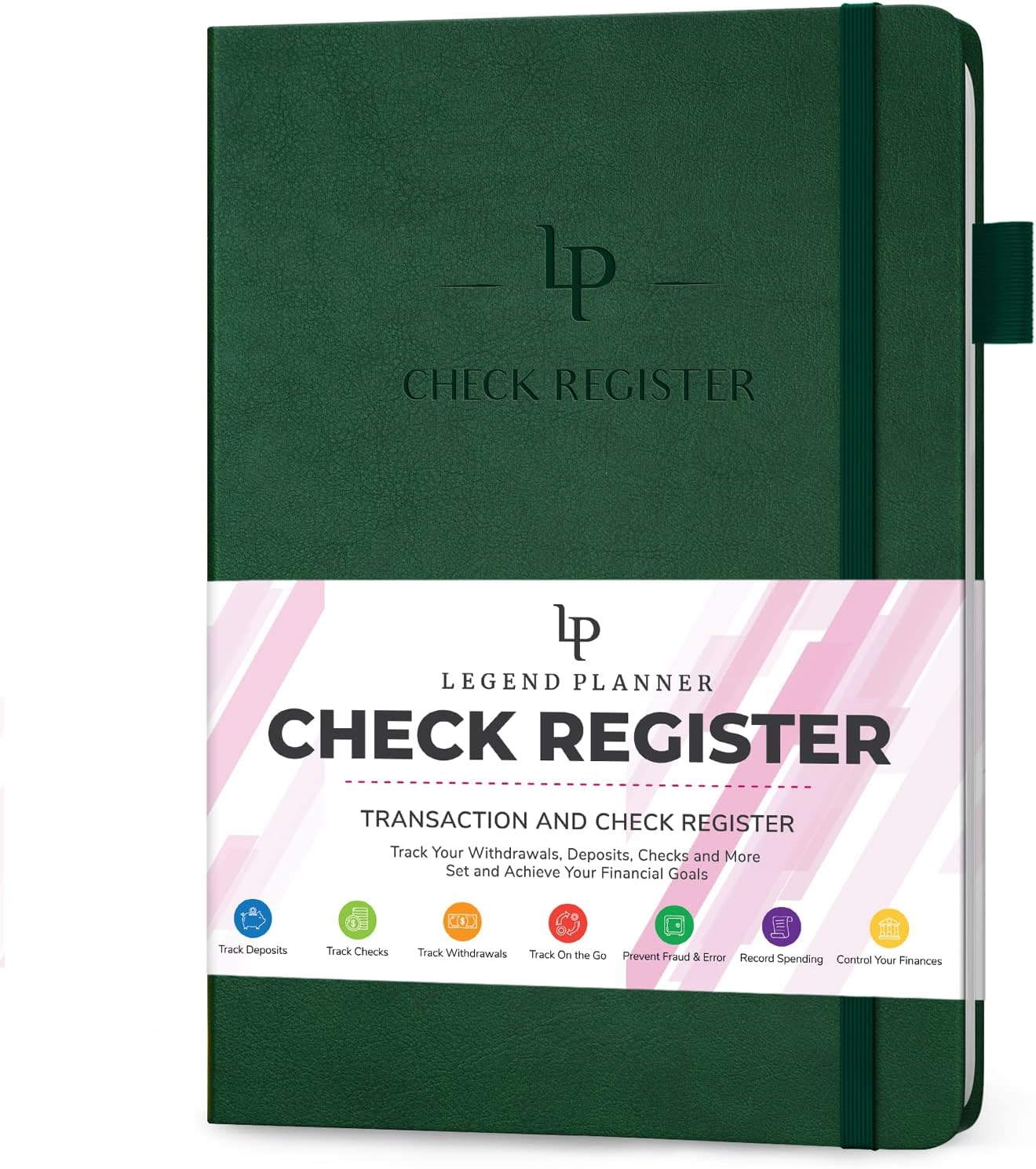 Legend Planner Check Register Book – Accounting Ledger Book for Small Business & Personal Use – Checkbook Register to Track Financial Transactions – Hardcover, 7x10″, 6300 Entries (Dark Green)