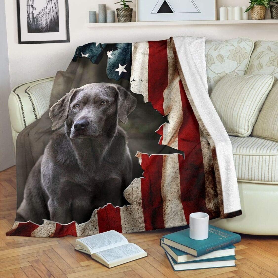 Silver Labrador Dog Flag Blanket Labrador Retriever