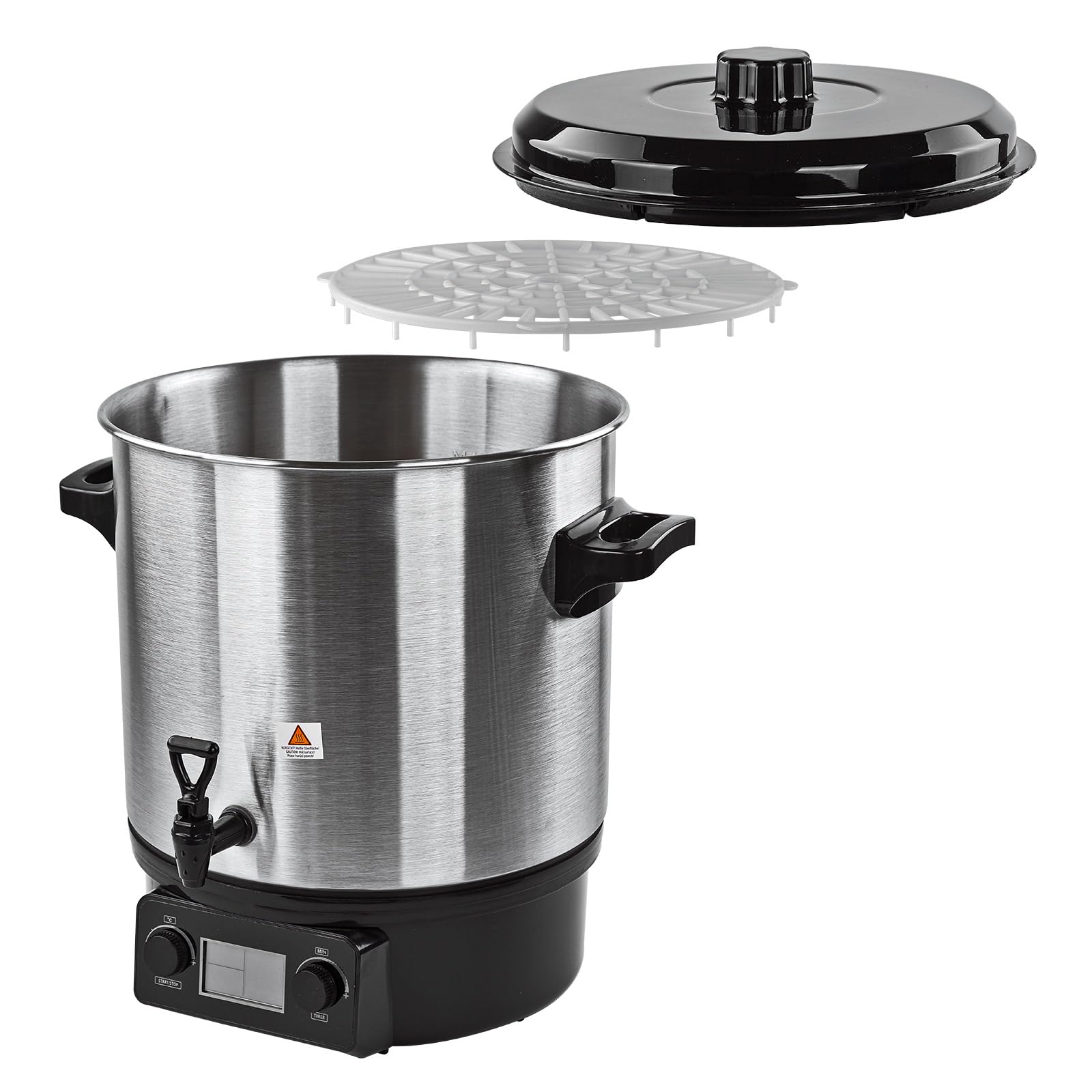 DEMA Edelstahl Einkochtopf DEA2000DX – Einkochautomat, Einkocher, 2000 W, 27 L, 30–100 °C, robust & langlebig, ideal für Obst, Gemüse, Marmelade & Saftbereitung