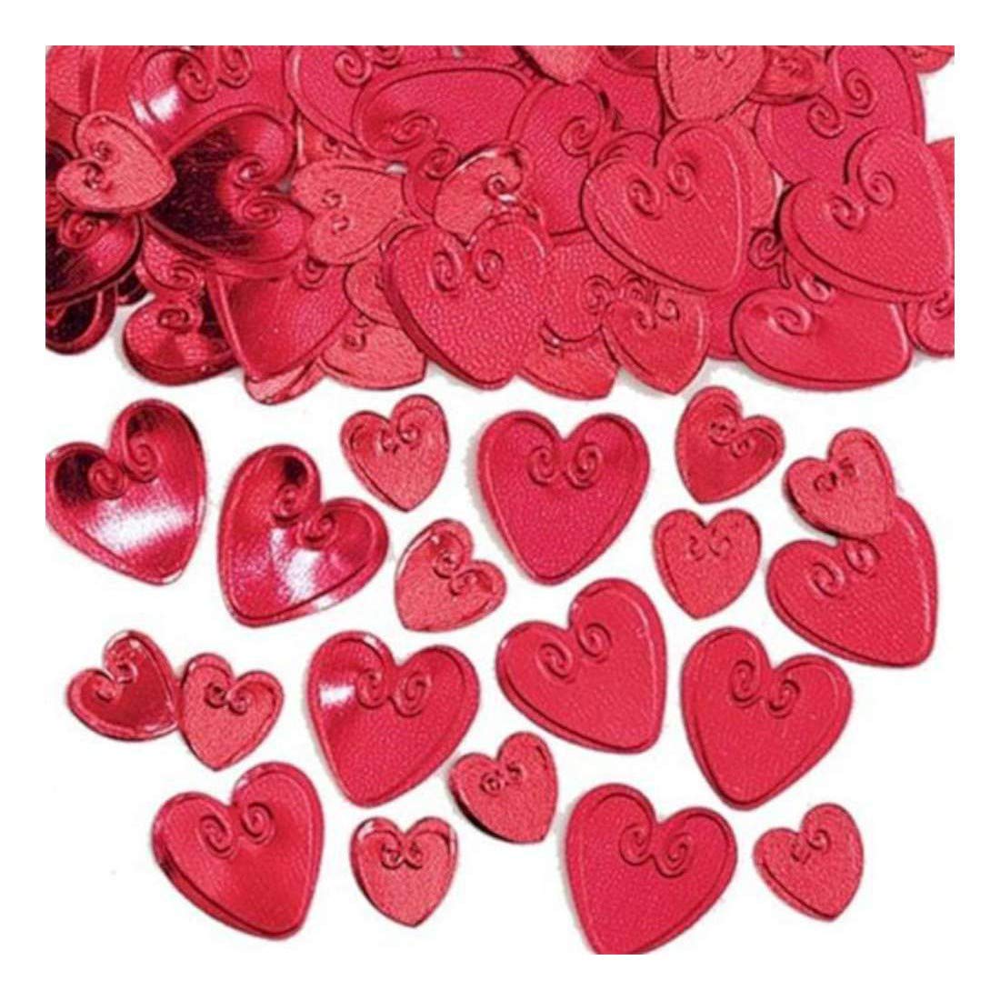 Loving Hearts Ruby Embossed Metallic Confetti 14g