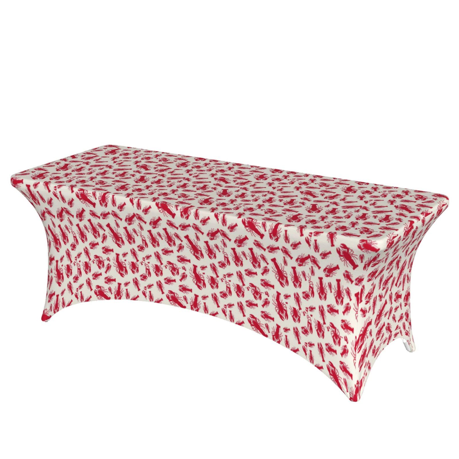 NImongt Red Lobster Print Elastic Rectangular Tablecloth Holidays Family Banquet Wedding Party Table Cover