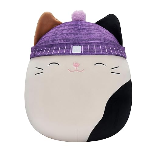 Squishmallows Original 14-Inch Cam Calico Cat with Purple Hat - Large Ultrasoft Official Jazwares Plush - Cam Calico Cat With Purple Hat