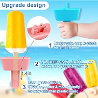 Vista 3 de AIERSA 4 soportes de silicona para paletas para niños, sin goteo, reutilizables, sin ensuciar, con popote integrado para aspirar golosinas