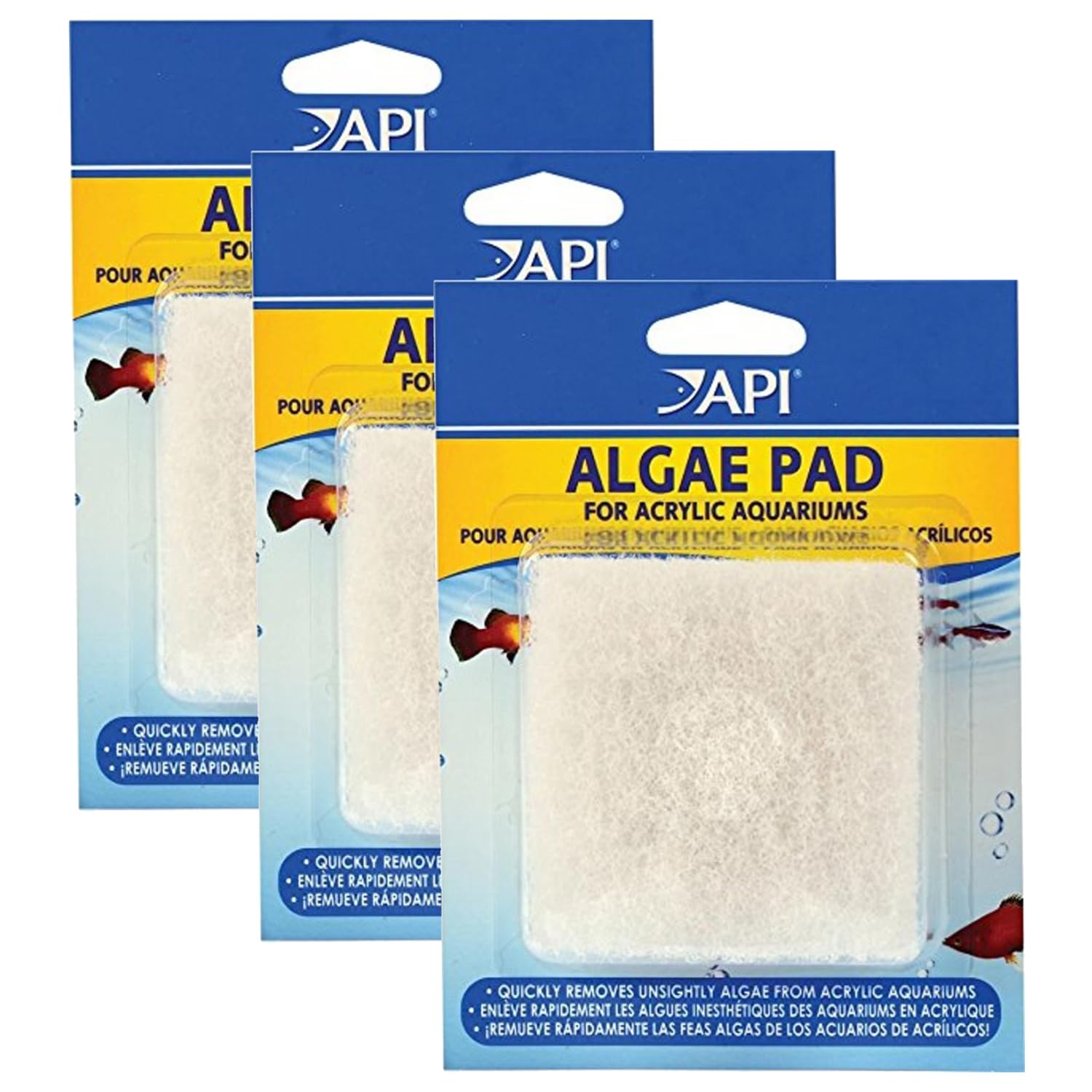 API (3 Pack) Doc Wellfish's Hand Held Algae Pad for Acrylic Aquariums