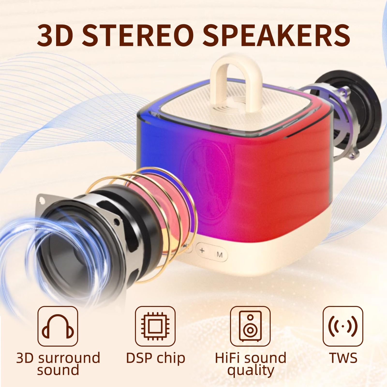 Mini macchina per karaoke per bambini e adulti, con 2 microfoni wireless, altoparlante Bluetooth portatile, con luci RGB, per bambini dai 3 ai 12 anni in su, adatta per feste in famiglia, all'aperto,
