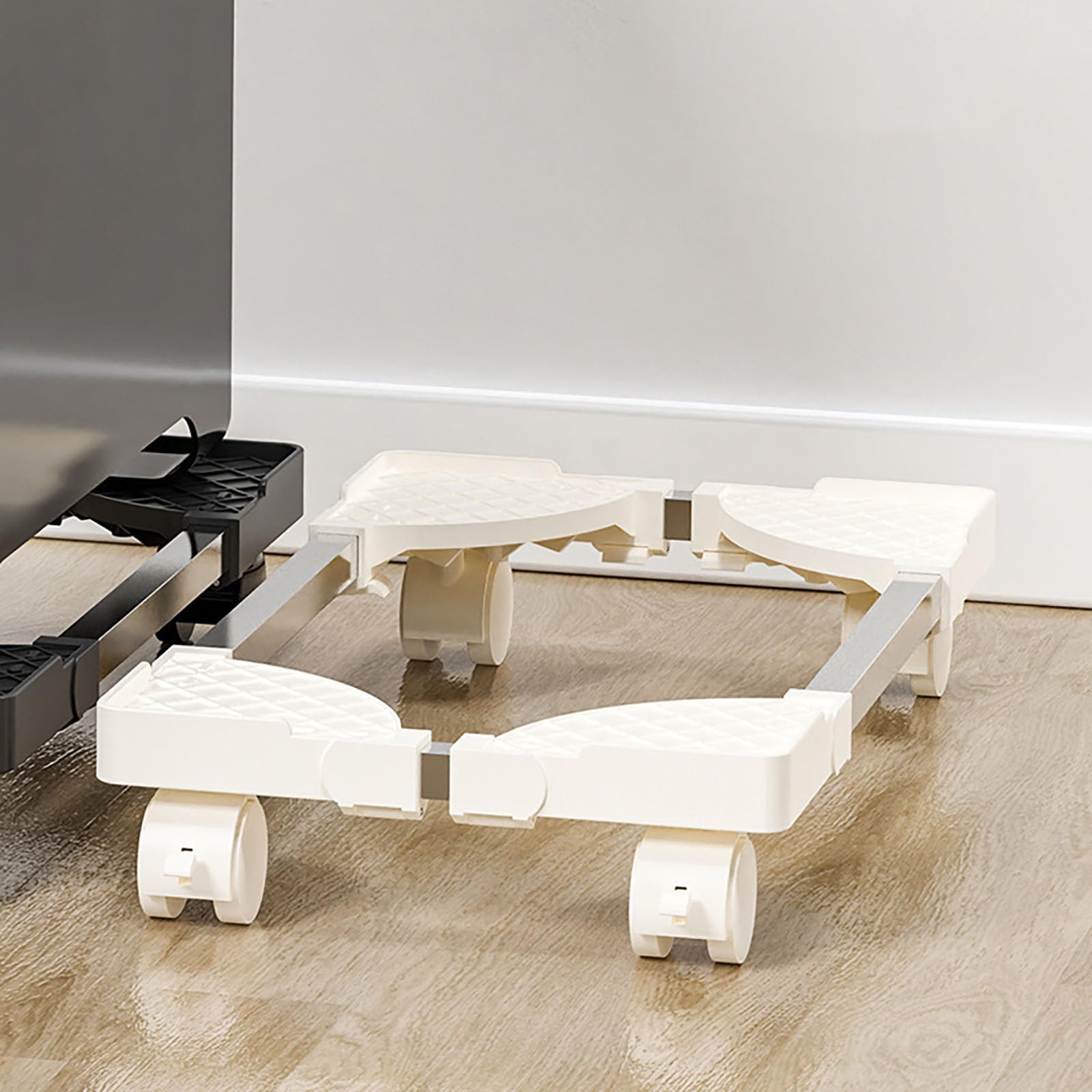 Soporte giratorio de 360° para CPU, soporte de torre para computadora móvil con protección de riel de protección, plástico ABS y metal, altura ajustable, diseño ventilado, montaje en suelo con ruedas