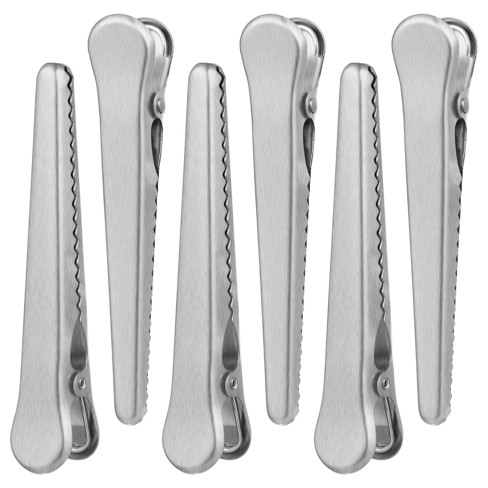 Operitacx Set 6 Clip Sigillanti in Acciaio Inossidabile Argento per Sacchetti Alimentari, Facili da Usare e Pulire, per Cucina e Casa