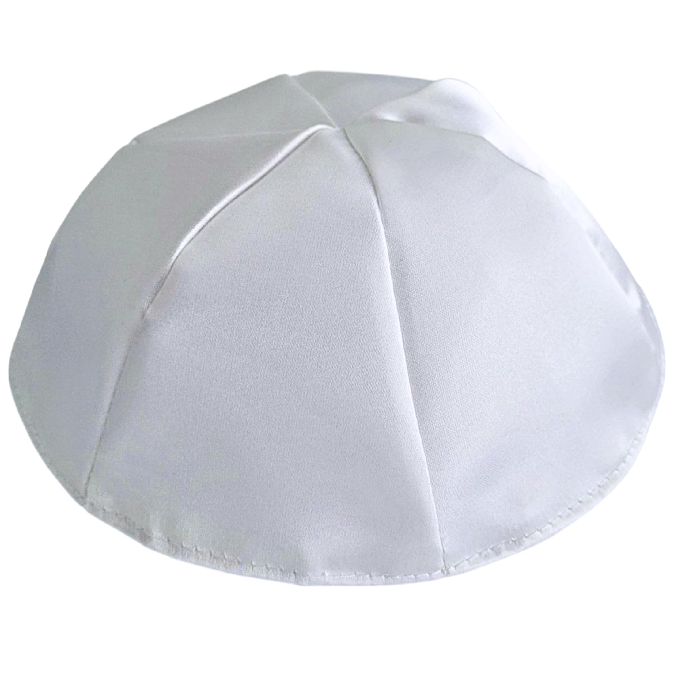 Zion Judaica Rich White Satin Kippah 7" Large White Silk Rosh Hashanah Yamaka Prayer Hat High Holidays Silky Yarmulke Yom Kippur Yamulke for Shul Wedding Bar/Bat Mitzva Shabbat 6 Panel Synagogue Kipa,