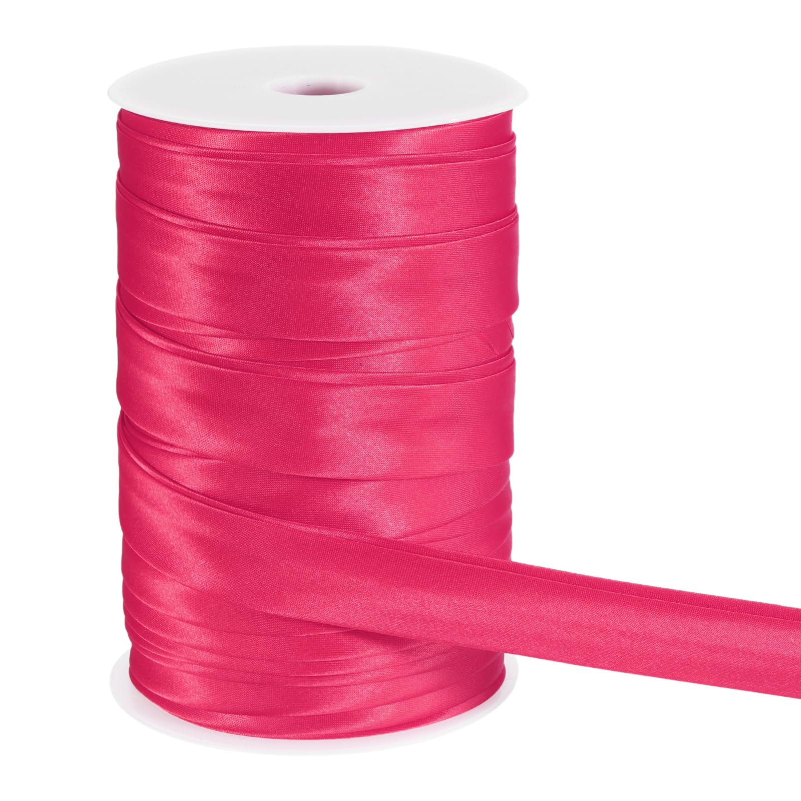 Ruban de biais en satin rouge rose double pli 2,5 cm x 49,7 m pour couture et loisirs créatifs