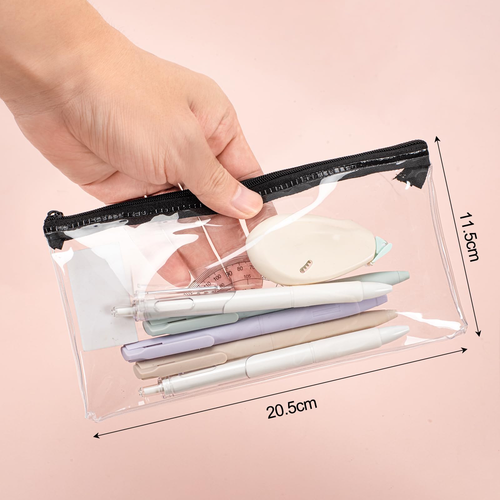 Kunoli Clear Pencil Case for Exams 10pcs Transparent Pencil Case See Through Pouch with Zipper for School Office, Travel - Image 2