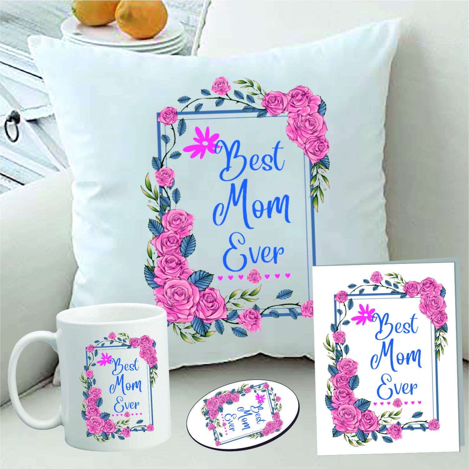 PICRAZEE Birthday Gift for Mom | Mummy | Mother | Womens Day (12x12 inch Cushion with Filler, Ceramic Mug, Fridge Magnet & Greeting Card) (B092MJ8JFP) Amazon Price History, Amazon Price Tracker