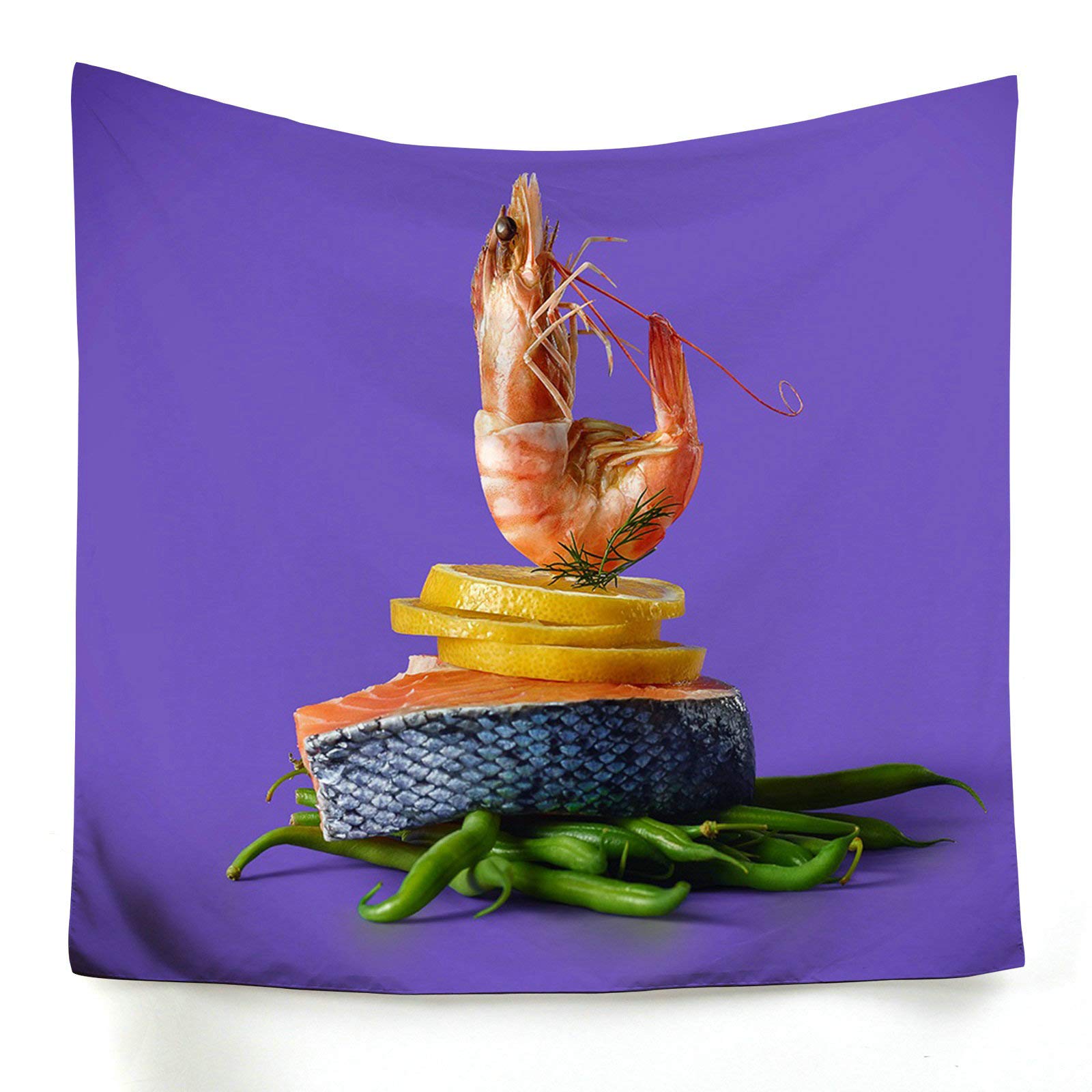 Tapiz de pared KnSam con diseño de peces lila 200x150 cm