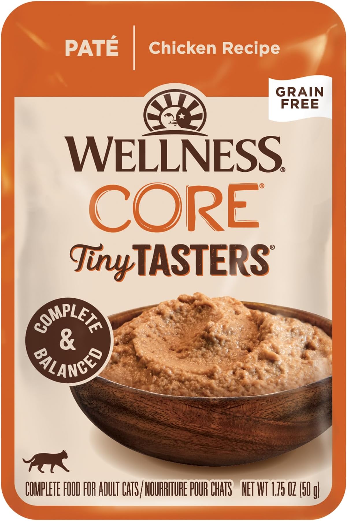 CORE Tiny Tasters Wet Cat Food, Complete & Balanced Natural Pet Food, Made with Real Meat, 1.75-Ounce Pouch, 12 Pack (Adult Cat, Chicken Pate)