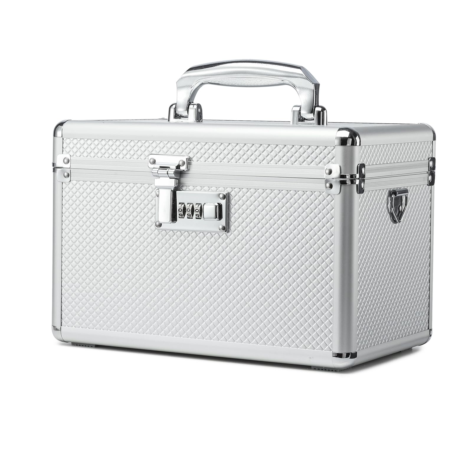 Hewei Works Silver Storage Box With Combination Lock, Lockable Medicine Storage Box, Security Lock Box, Portable Multipurpose Box For Home And Outdoor (, Medium)