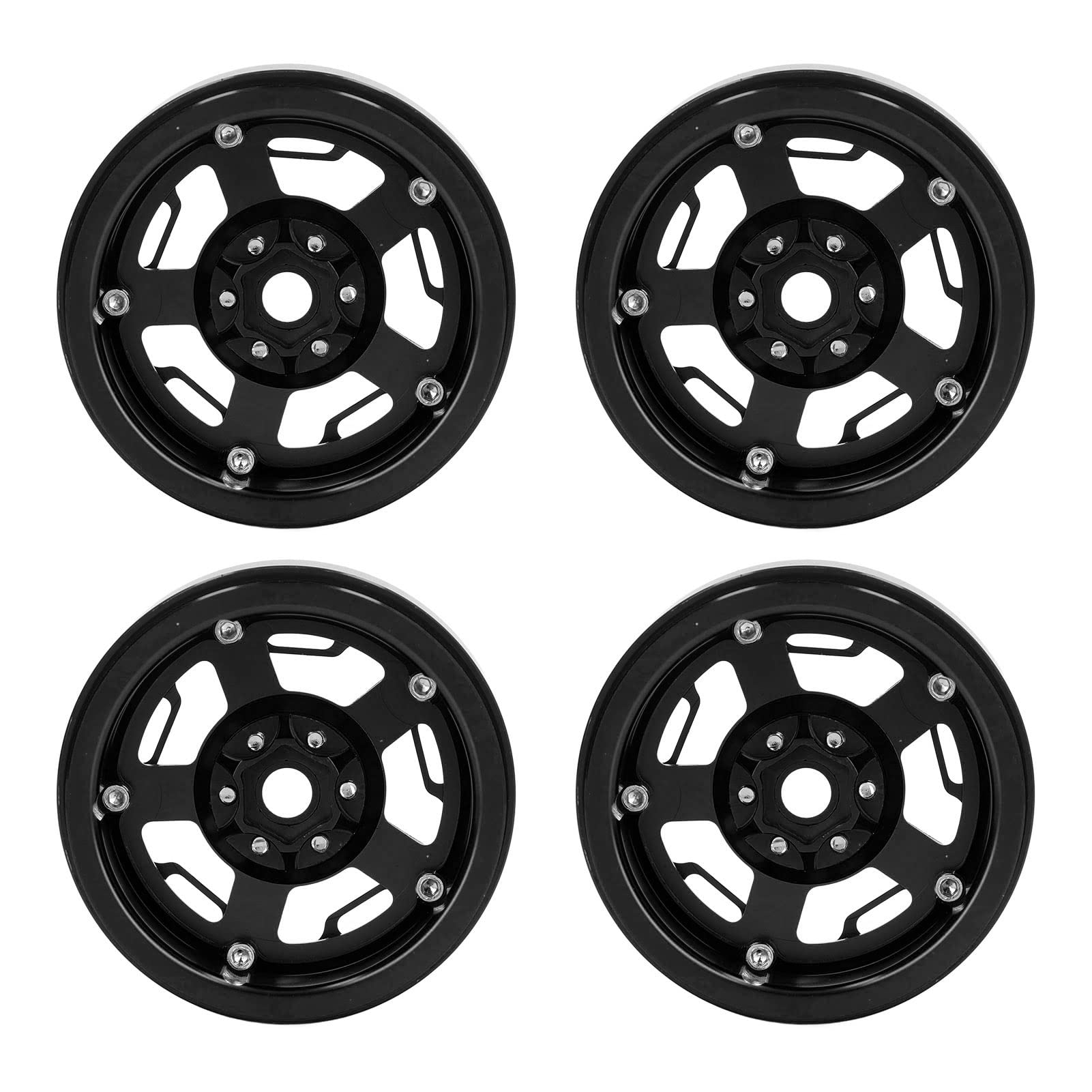 4 PCS RC Car Wheel Hub 2.2in 12mm Hex Drive Aleación de aluminio 36mm Espesor Metal Wheel Hub para 1/10 Crawler Car (Black)