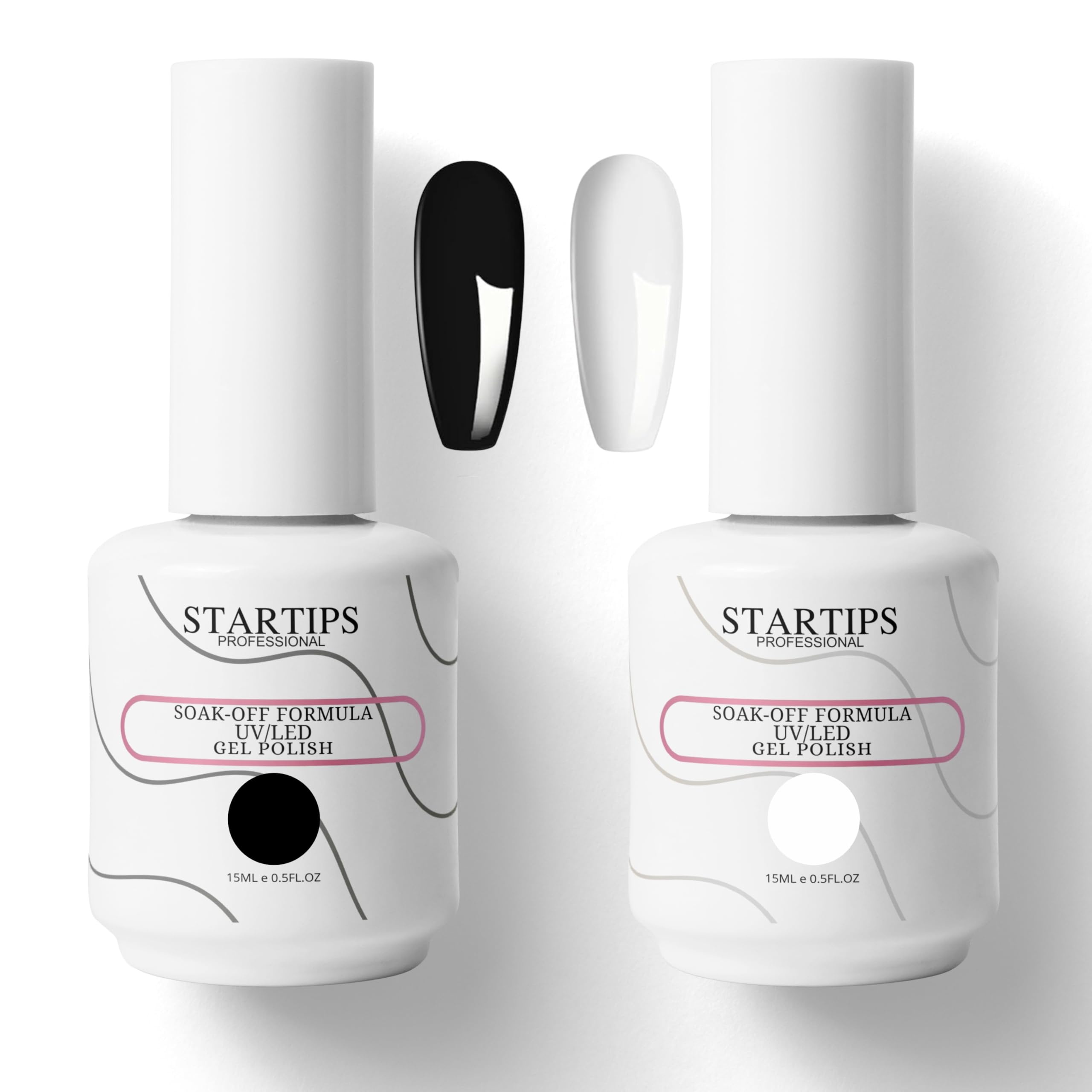 Startips Black And White Gel Nail Polish Set with Glossy Finish | Gel Paint Soak Off UV Led Non-Smudging,Long-Lasting Nail paint | Highly Pigmented Gloss Touch Polish For Home Manicure & Salon | (MACHINES SE SUKHENGI)(UV LAMP REQUIRED) | Gift Set for Women-15ml