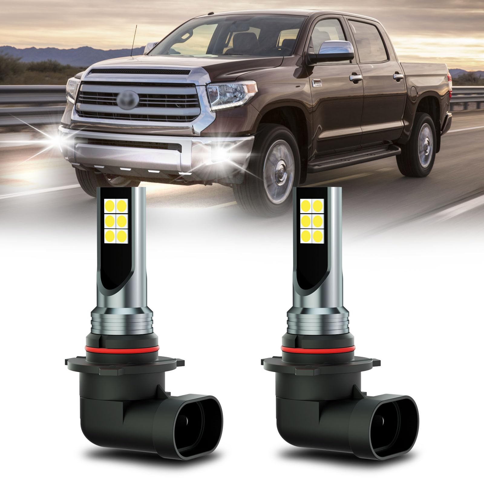 XFLHEHD 2Pcs Tundra Fog Light Bulbs Fits for Toyota Tundra 2000-2013, 6500K Cool White Fog Lights Replacement Package