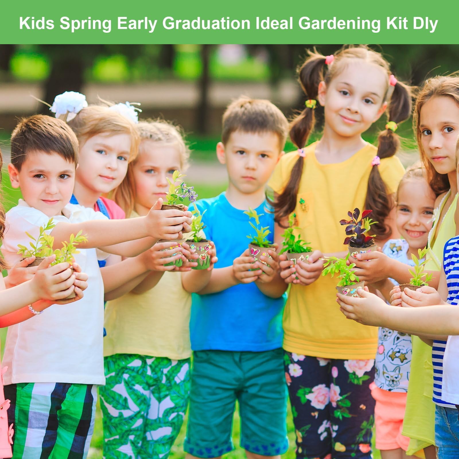 Macetas Degradables, 20 Piezas Macetas de 8 Cm Con 4 Vallas De 1 M + 8 Pegatinas + 20 Etiquetas + 2 Semilleros, Maceta Biodegradable de Fibras de Madera