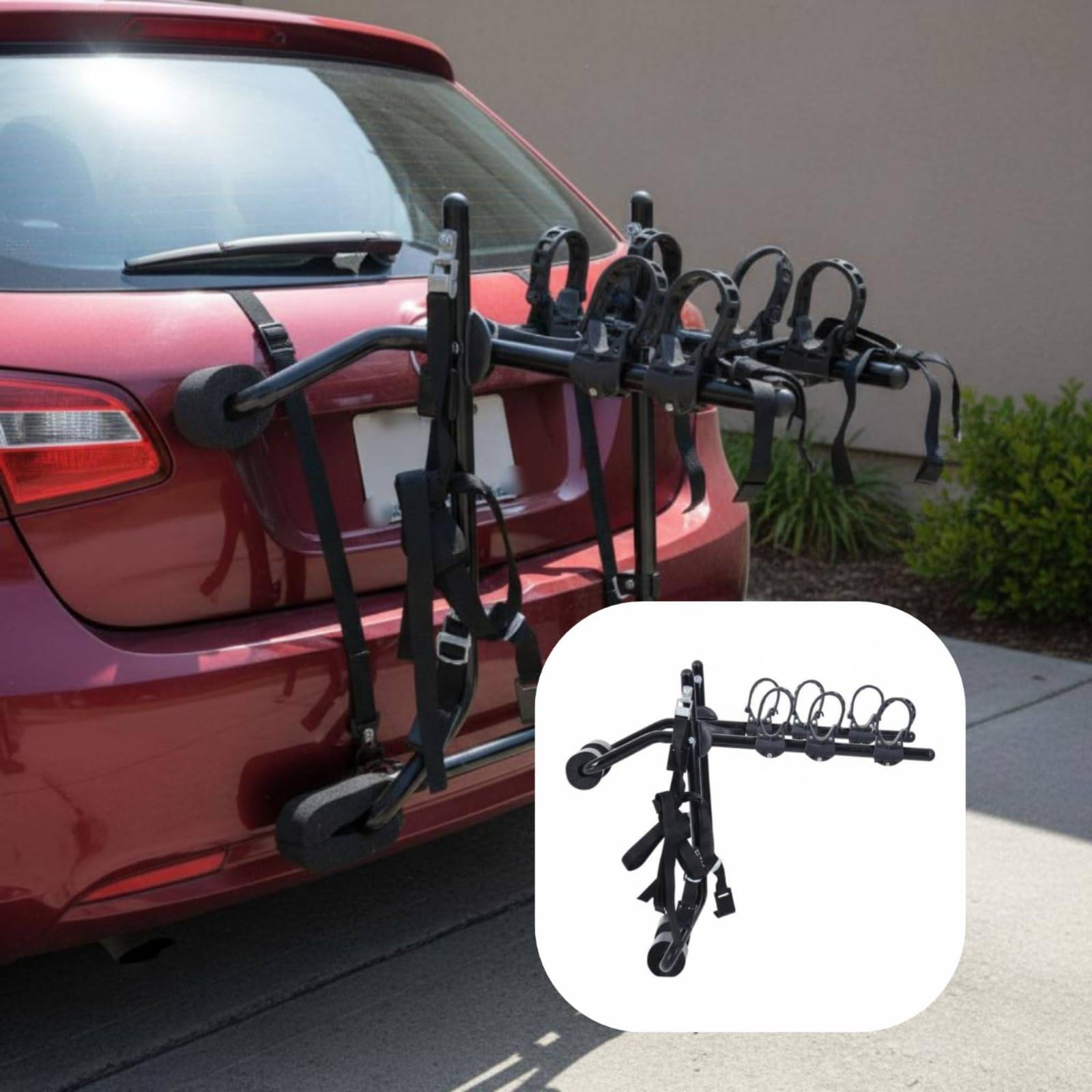 Fahrradträger Heckträger Fahrradhalterung Auto Fahrradständer mit Rutschfesten Klemmen Und Verstärkter Konstruktion aus Eisen Schwamm für Urlaub Fahrgemeinschaften Parkrunde