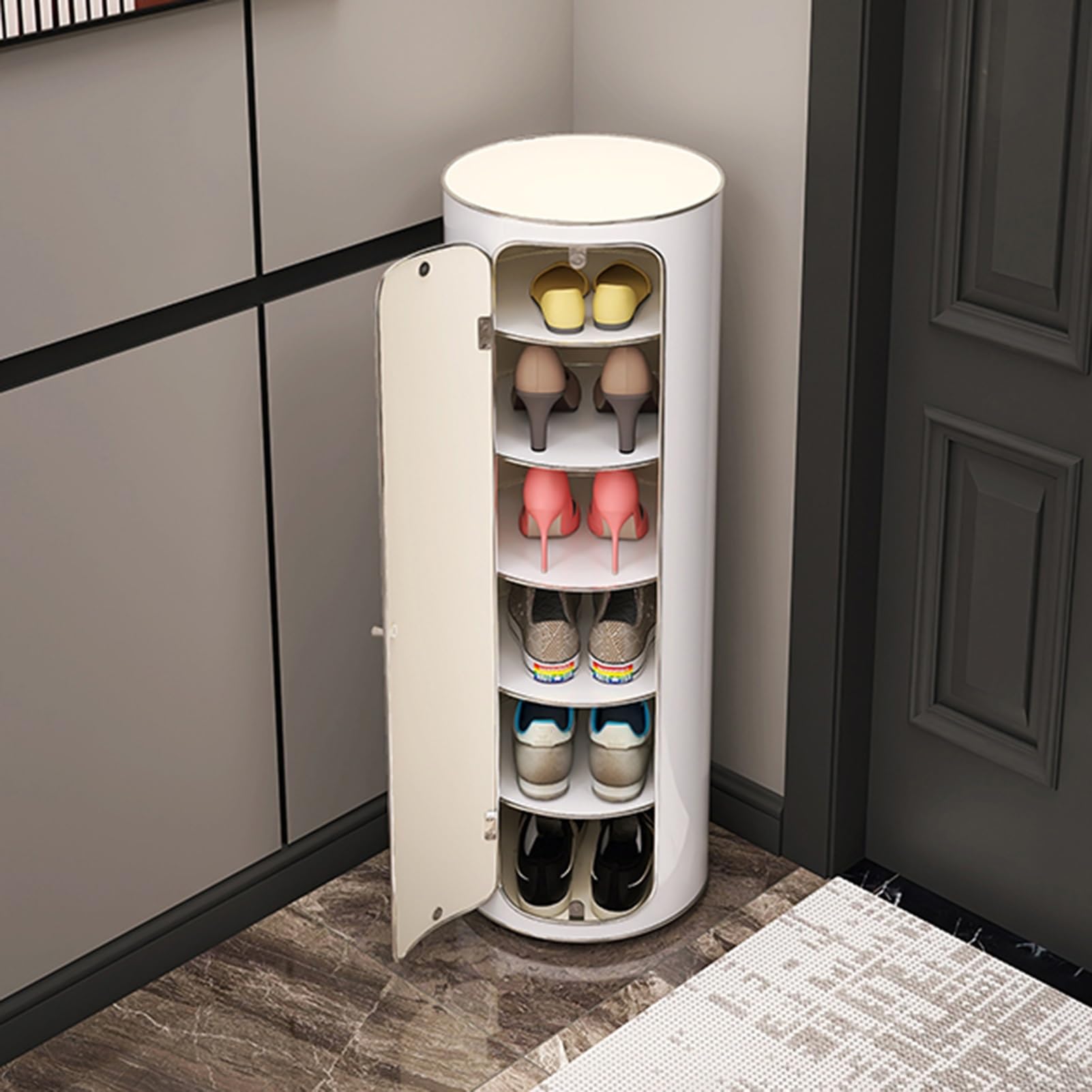 Organisateur de chaussures rotatif pour petit espace et studio gain de place