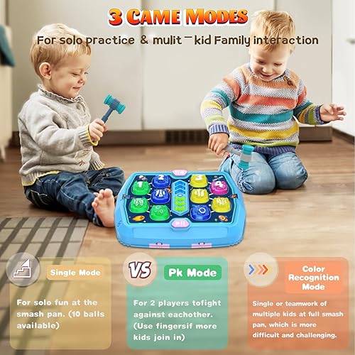 Miniatura 2 de Whack Game Mole para niños pequeños, juguetes para niños de 3, 4, 5, 6 años, juguetes interactivos para niños de 3 a 5 años, 3 modos, 2 martillos,