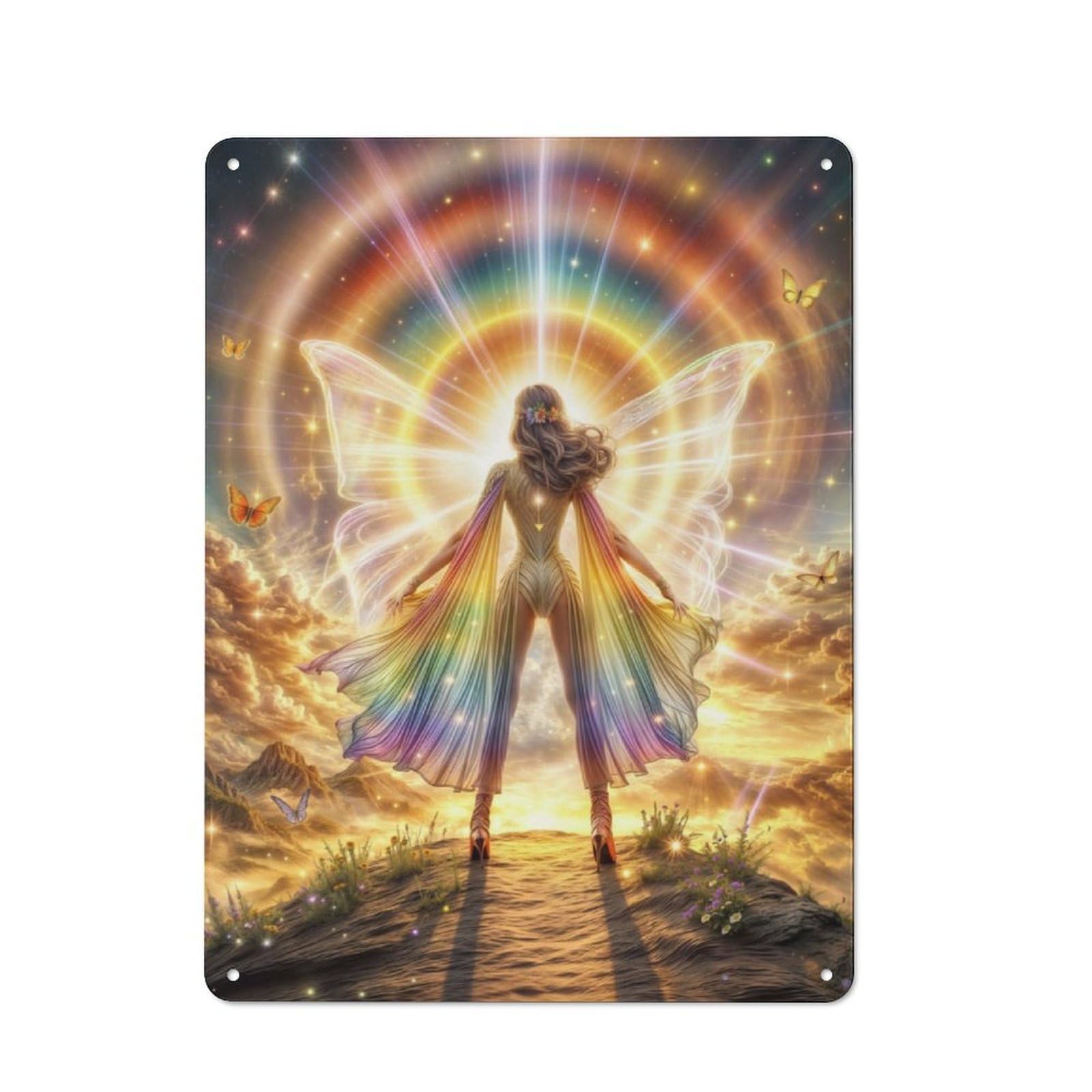 Junmoney Radiant Rainbow Goddess Metal Sign 40X30cm With For Home Bar Wall, Rustic Decor, For Collectors Decorating Home Bars And Entertaining Spaces