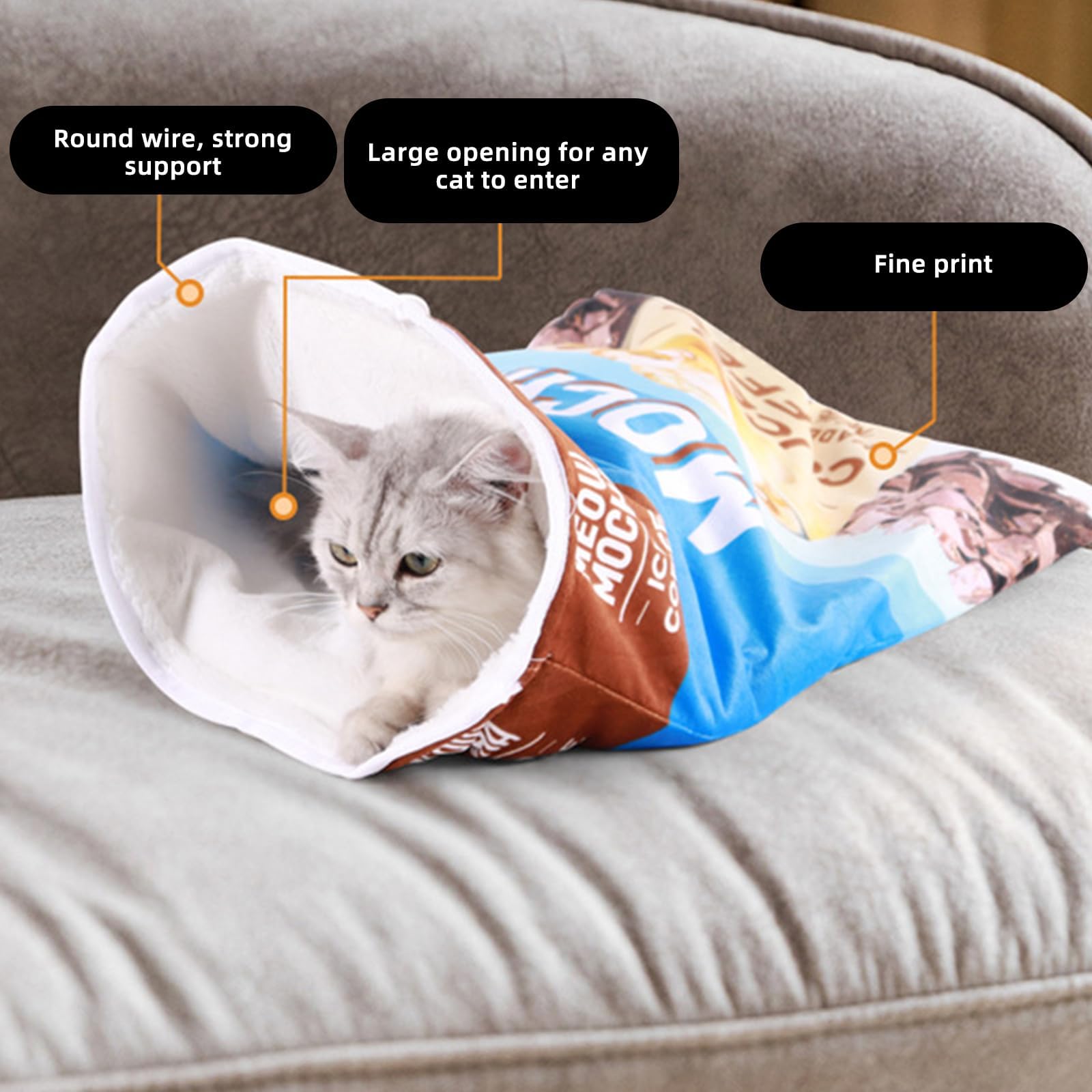 كيس نوم للقطط مقاس 20 × 16 انش، سرير قطط لطيف كبير للحيوانات الاليفة، سرير قابل للغسل ذاتي الدفء، كيس دافئ للقطط في الاماكن المغلقة، سرير شتوي للحيوانات الاليفة، للجراء والارانب والقطط