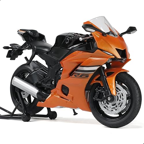 1/12 Motorcycle Model Toy for Yamaha YZF-R6 1000R Alloy Die-cast Motorcycle Model No Assembly Required Mini Racing Moto Collection Gift for Adult （Orange）