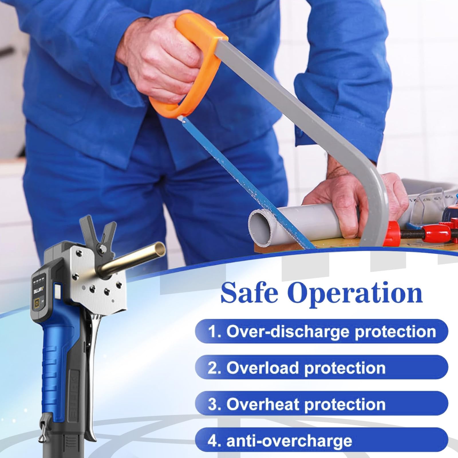 Cartellatrice Elettrica Batteria Kit di strumenti per svasatura tubi in rame/alluminio/ottone - Ideale per riscaldatori d'aria, refrigerazione e riparazioni auto
