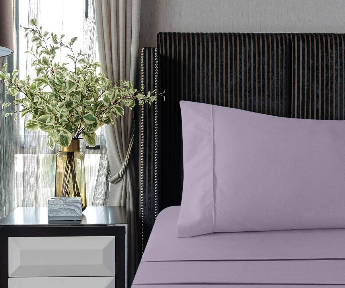 Utopia Bedding - Set Lenzuola Matrimoniali 4 Pezzi 180x200 cm - Set Lenzuola Letto, Spazzolata Poliestre di Microfibra - Lenzuolo con Angoli, Lenzuolo Piatto e 2 Federe 50x75, Lavanda