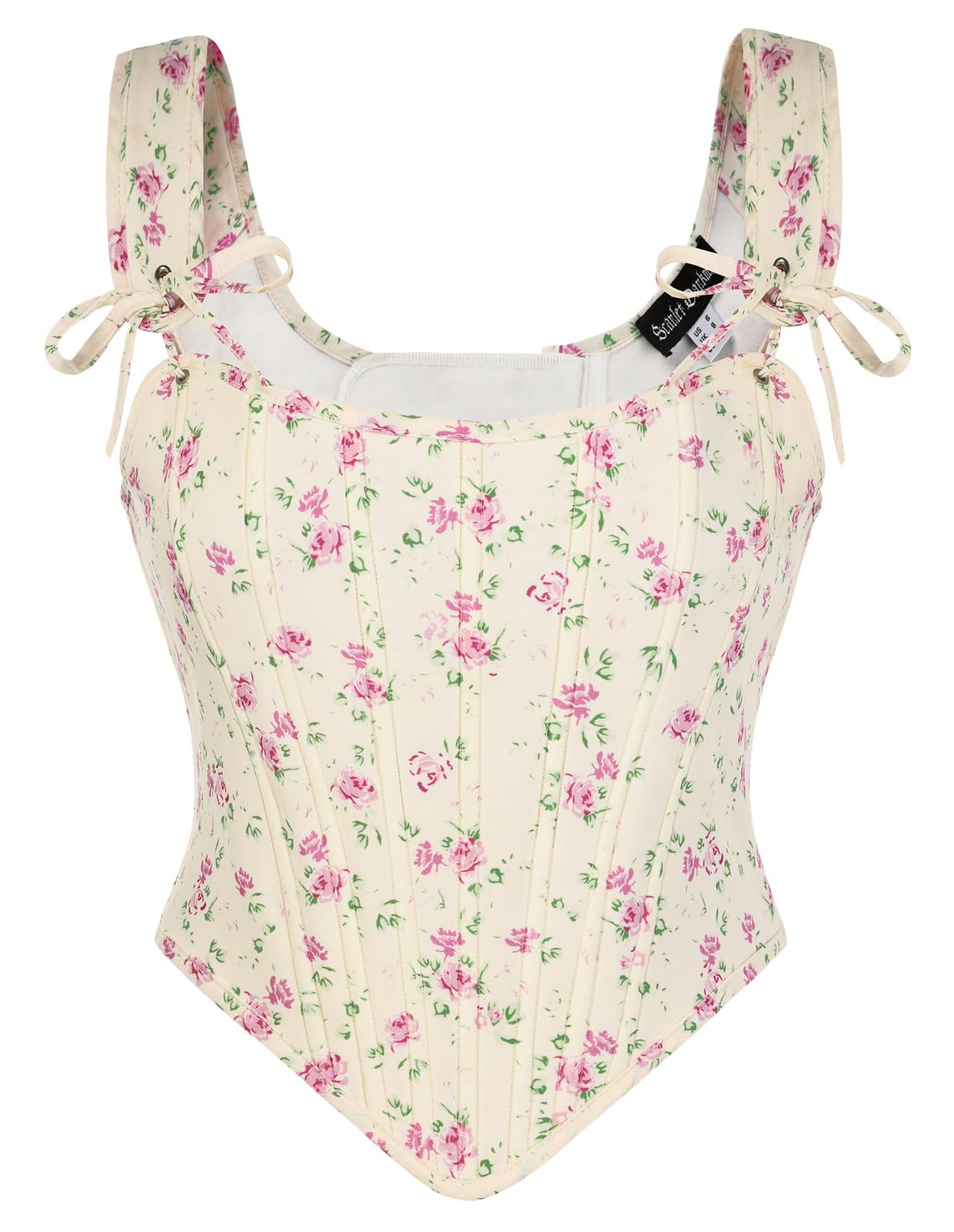 SCARLET DARKNESS Corsetto da donna rinascimentale con lacci floreali vintage Cottagecore Overbust Vest Bustier