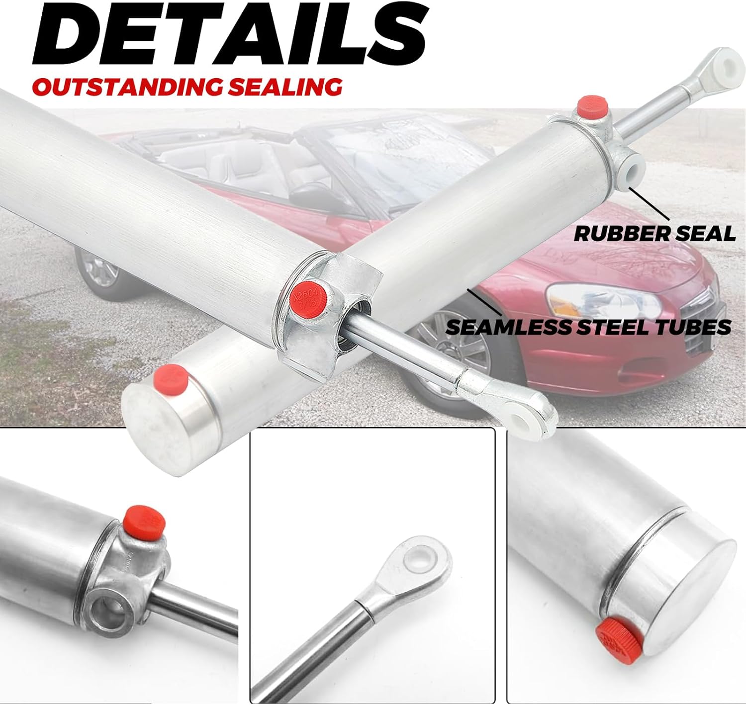 TUNTUN Driver Side Passenger Side Convertible Top Hydraulic Cylinders Lift Arms Fit for 1998 1999 2000 2001 2002 2003 2004 2005 2006 Chrysler Sebring