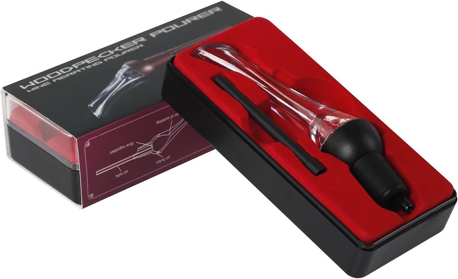 Aerating Pourer/Decanter Spout (Black) for Red Wine Convenient and Stylish