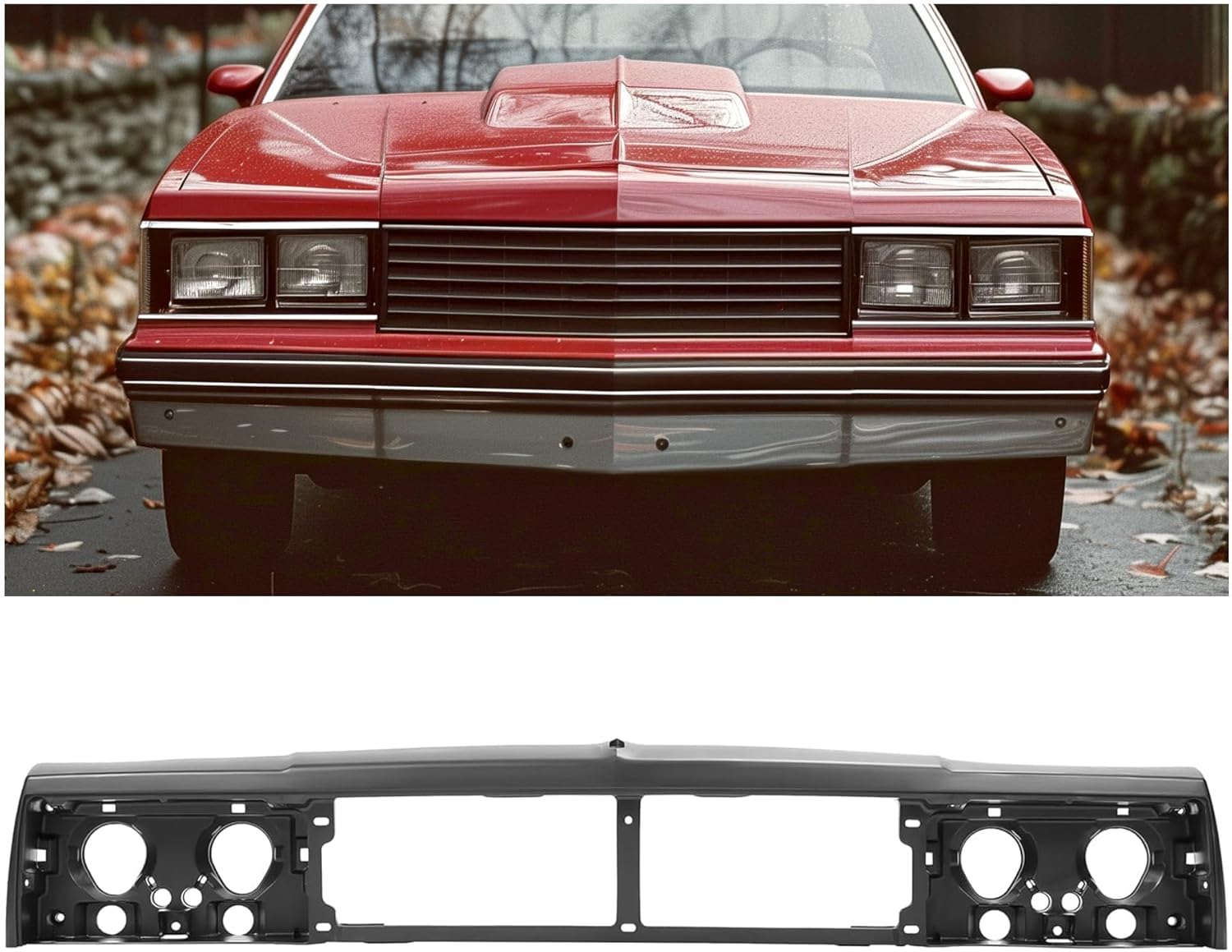 KUAFU Header Panel Compatible with 1982-1987 Chevy Chevrolet El Camino Plastic Grille Mount Panel